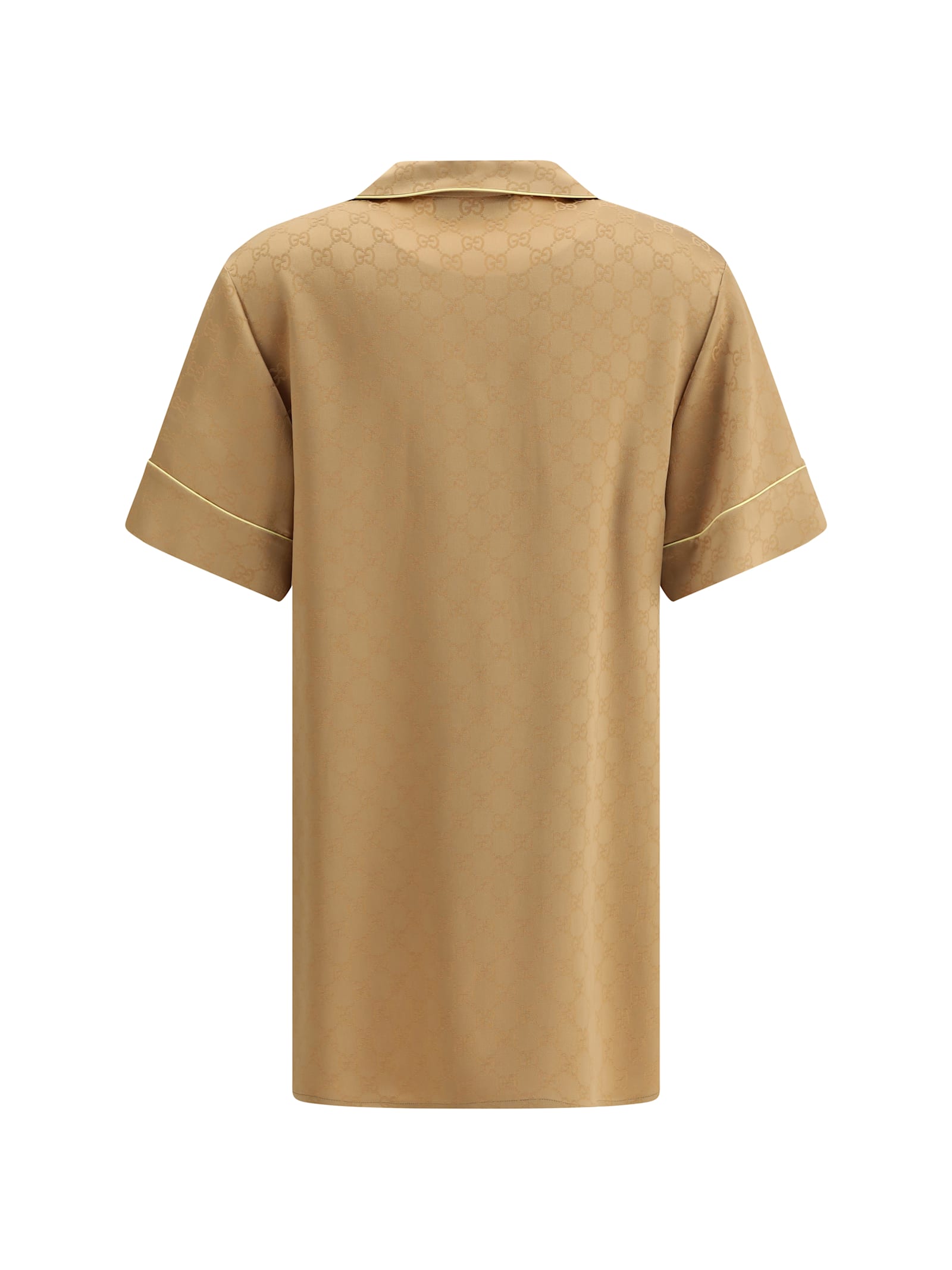 Gucci Gg Pattern Silk Shirt In Rame/mix