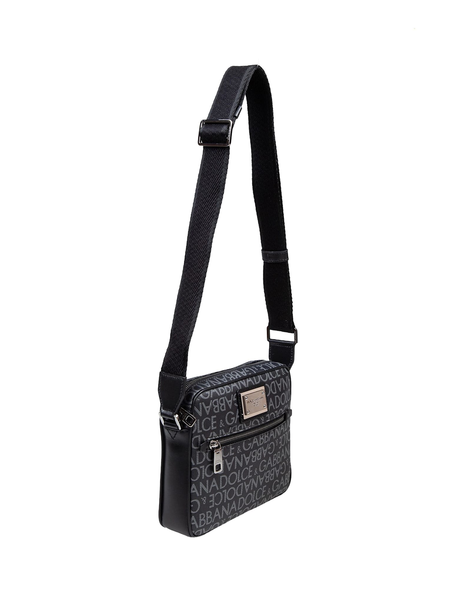 Shop Dolce & Gabbana Coated Fabric Shoulder Bag In Black / Grey