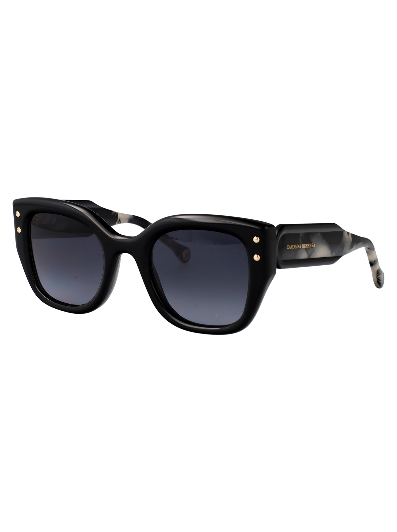 Carolina Herrera Black Acetate Sunglasses In Black