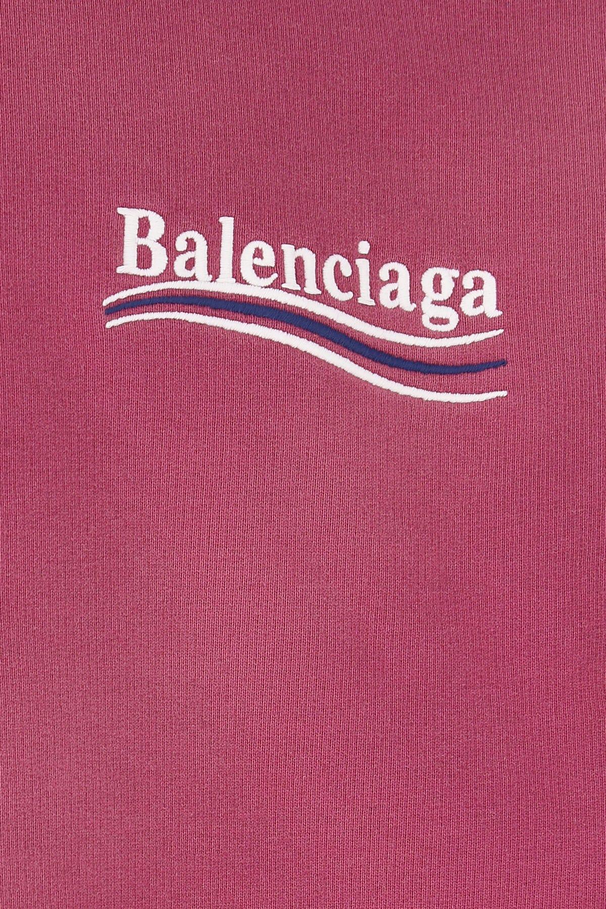 Shop Balenciaga Tyrian Purple Cotton Oversize Sweatshirt In Fuchsia