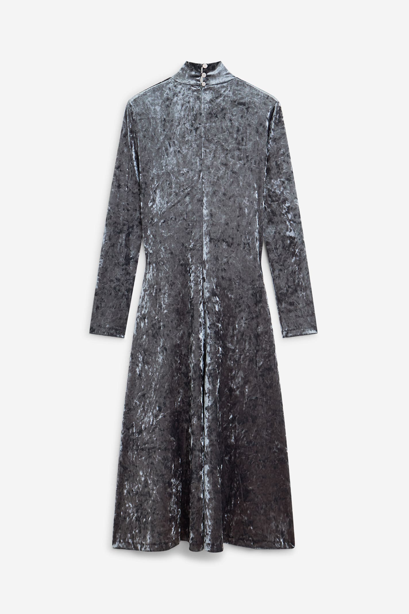 Forte Forte Long Velvet Stretch Dress With High Neckline In Gray