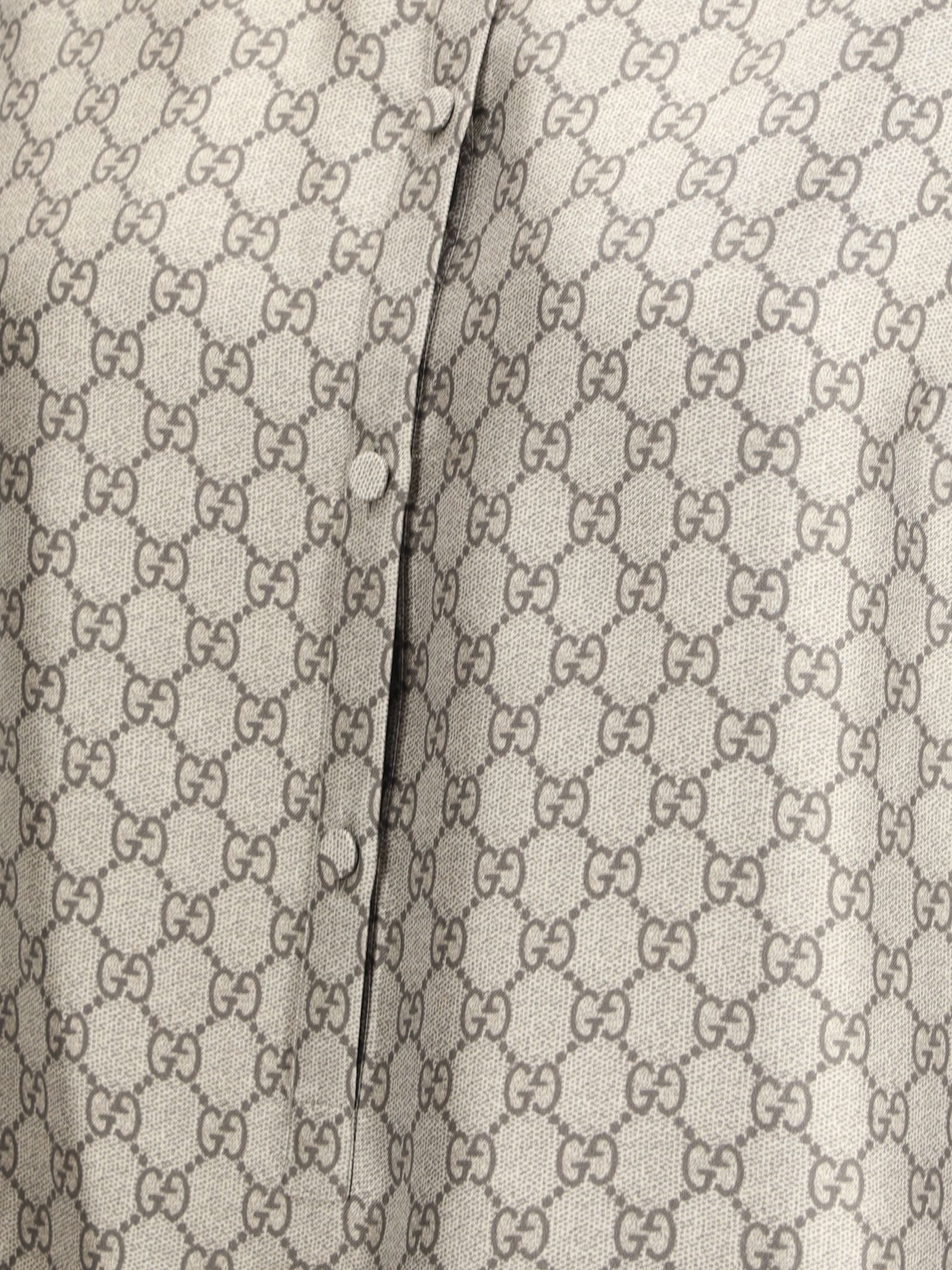 Gucci Gg Patterned Shirt In Camel/ebony/mc