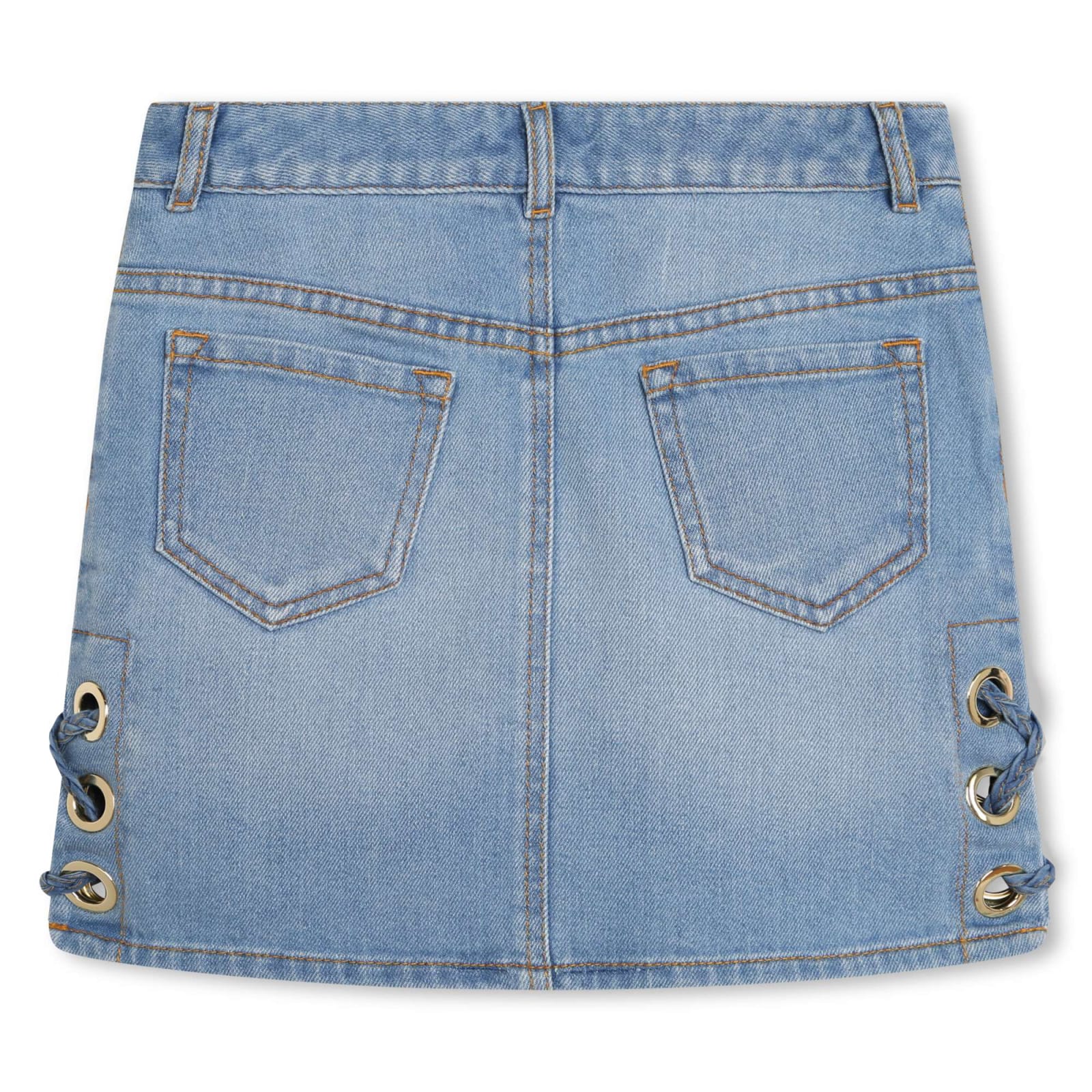 Shop Chloé Denim Skirt With Embroidery In Blue