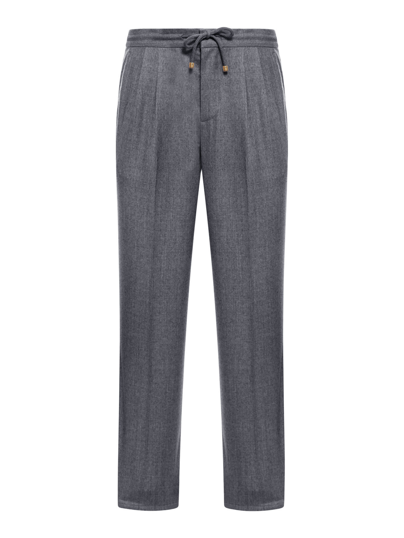 Brunello Cucinelli Men Wool Trousers With Pleats In Grey