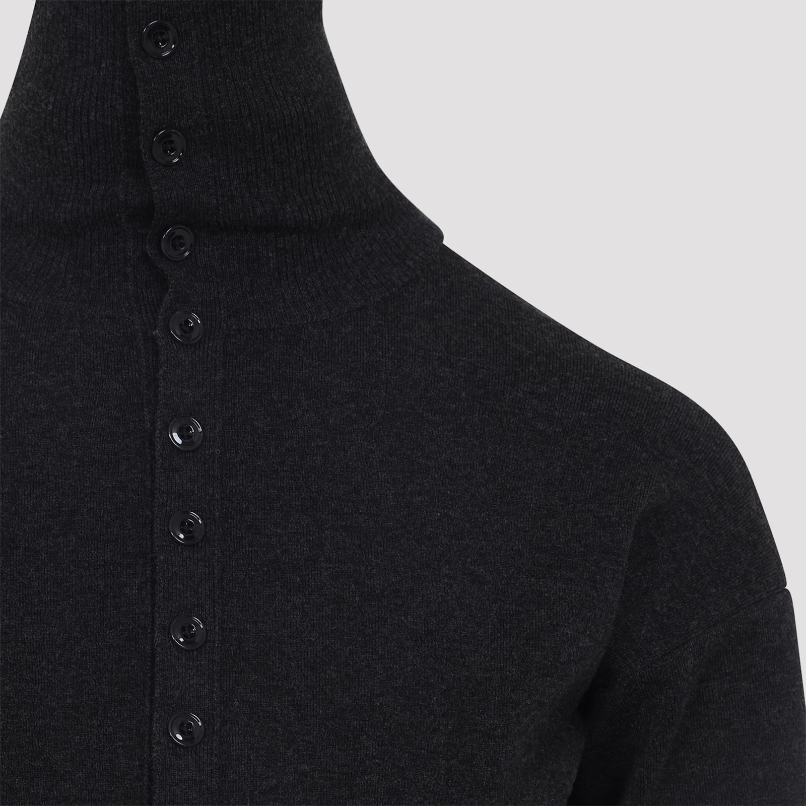 Lemaire High Neck Long Sleeve Button Cardigan In Black