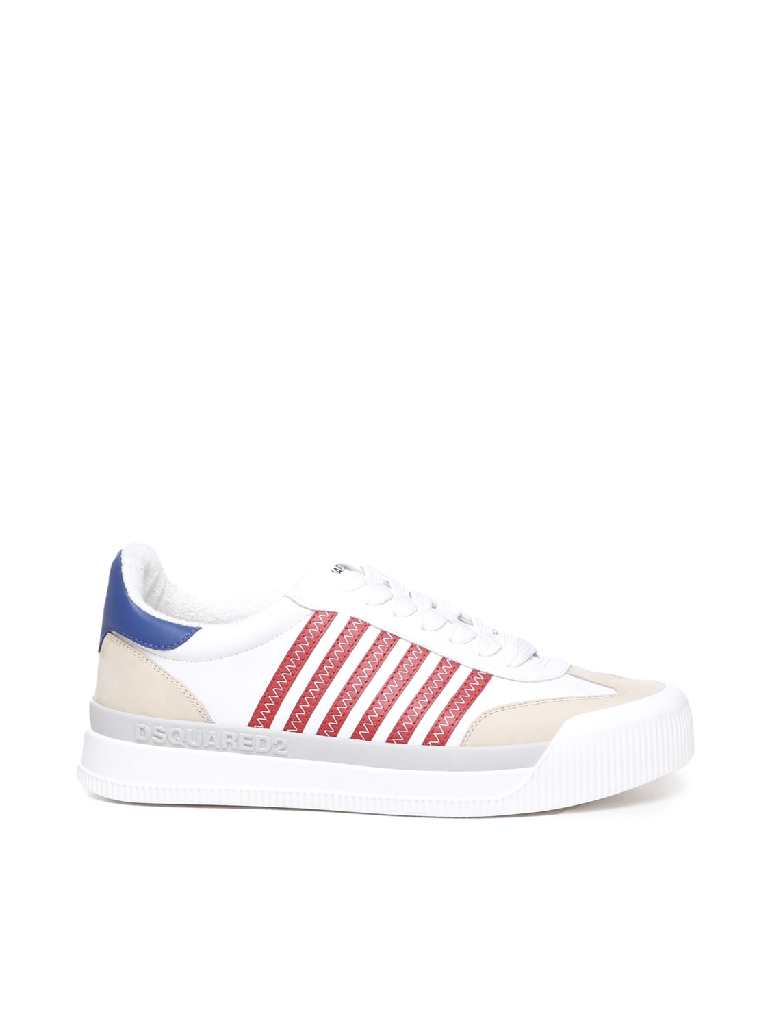 Dsquared2 Trainers In Calfskin In White, Red, Blue