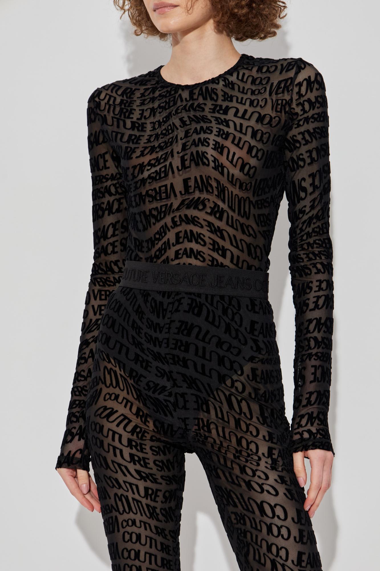 Versace Jeans Couture Body With Logo And Velvety Finish In Black