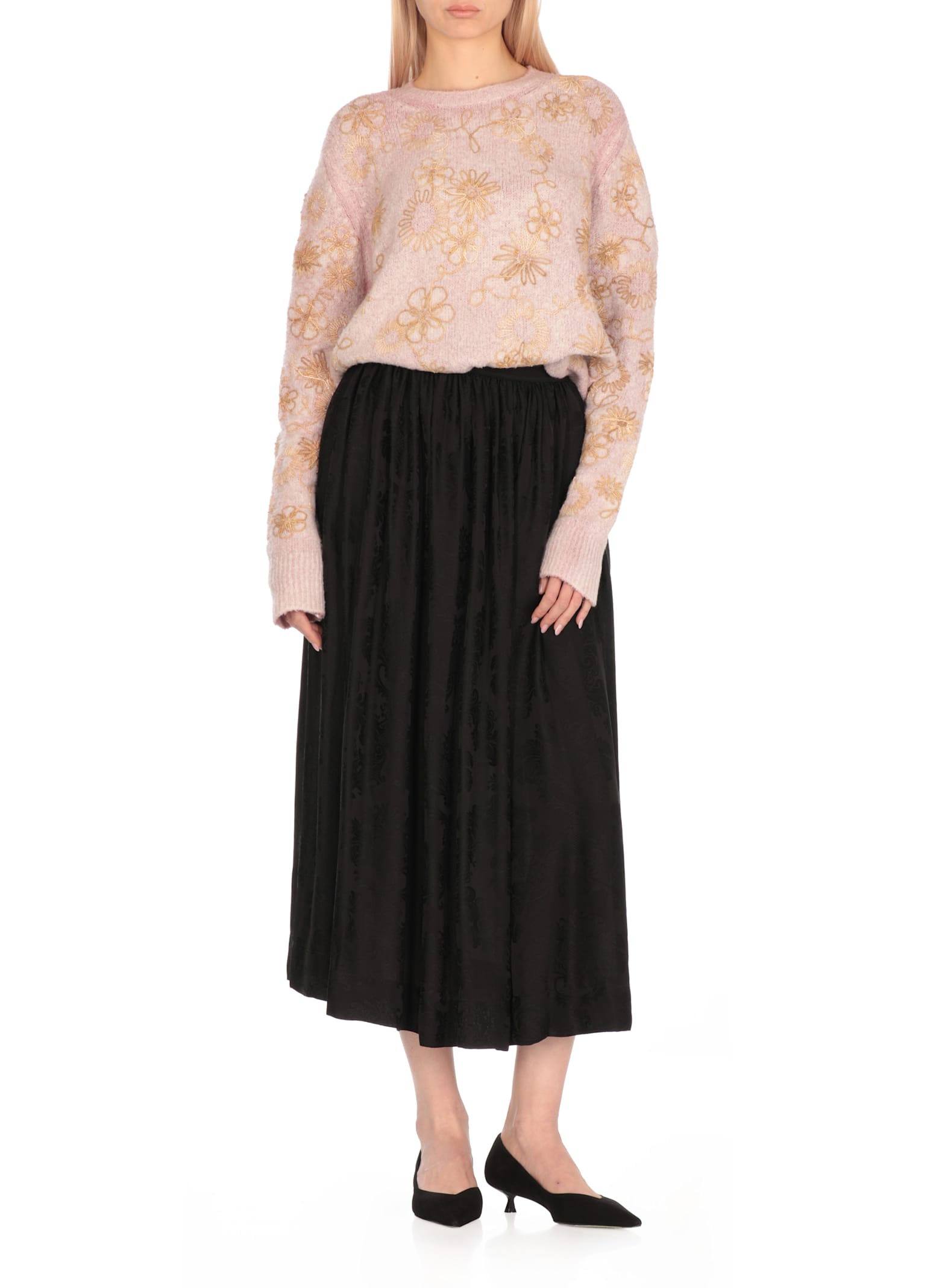Avant Toi Embossed Floral Pattern Cotton Sweater In Purple