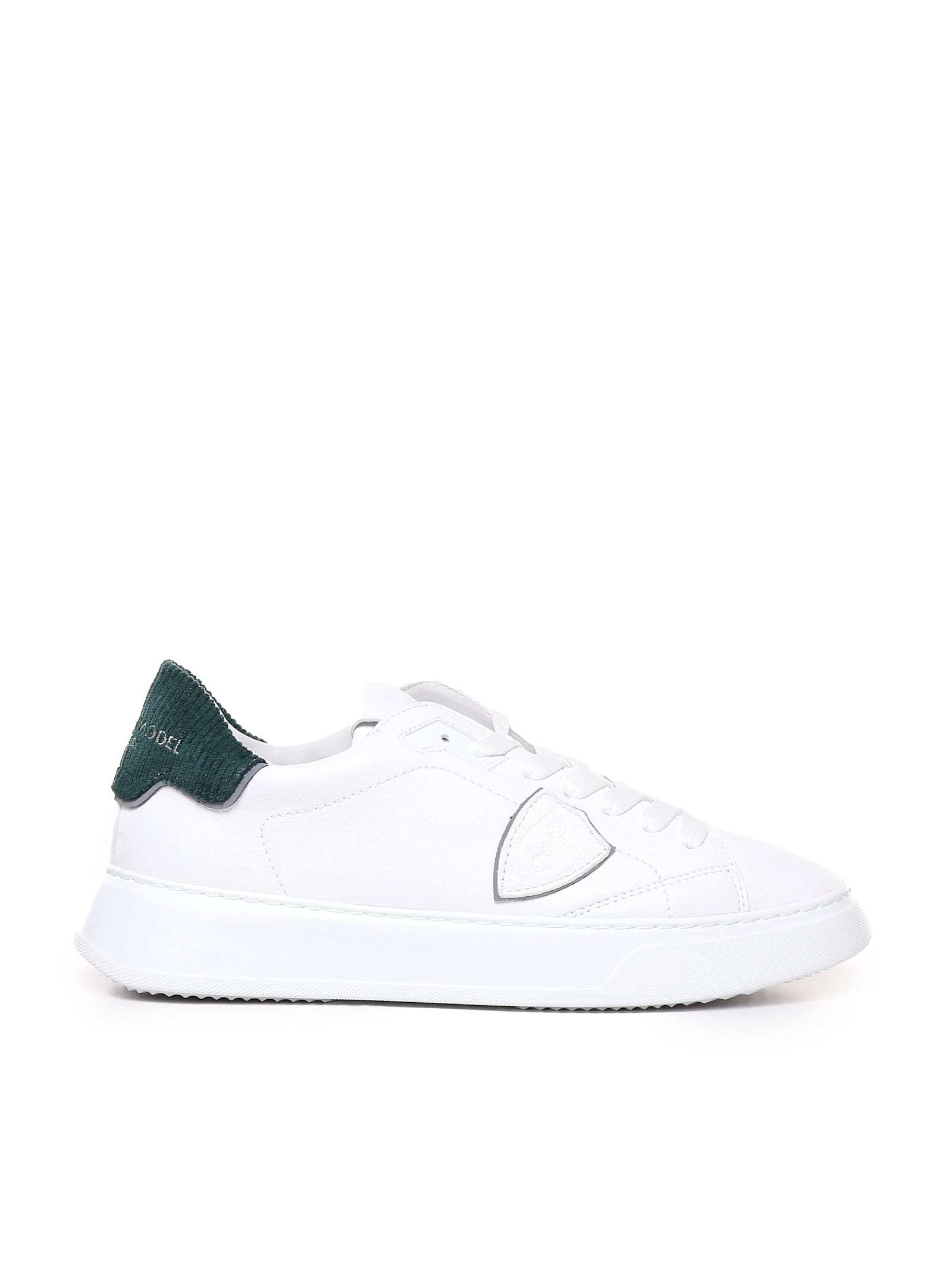 Shop Philippe Model Temple Sneakers In Leather In White, Green