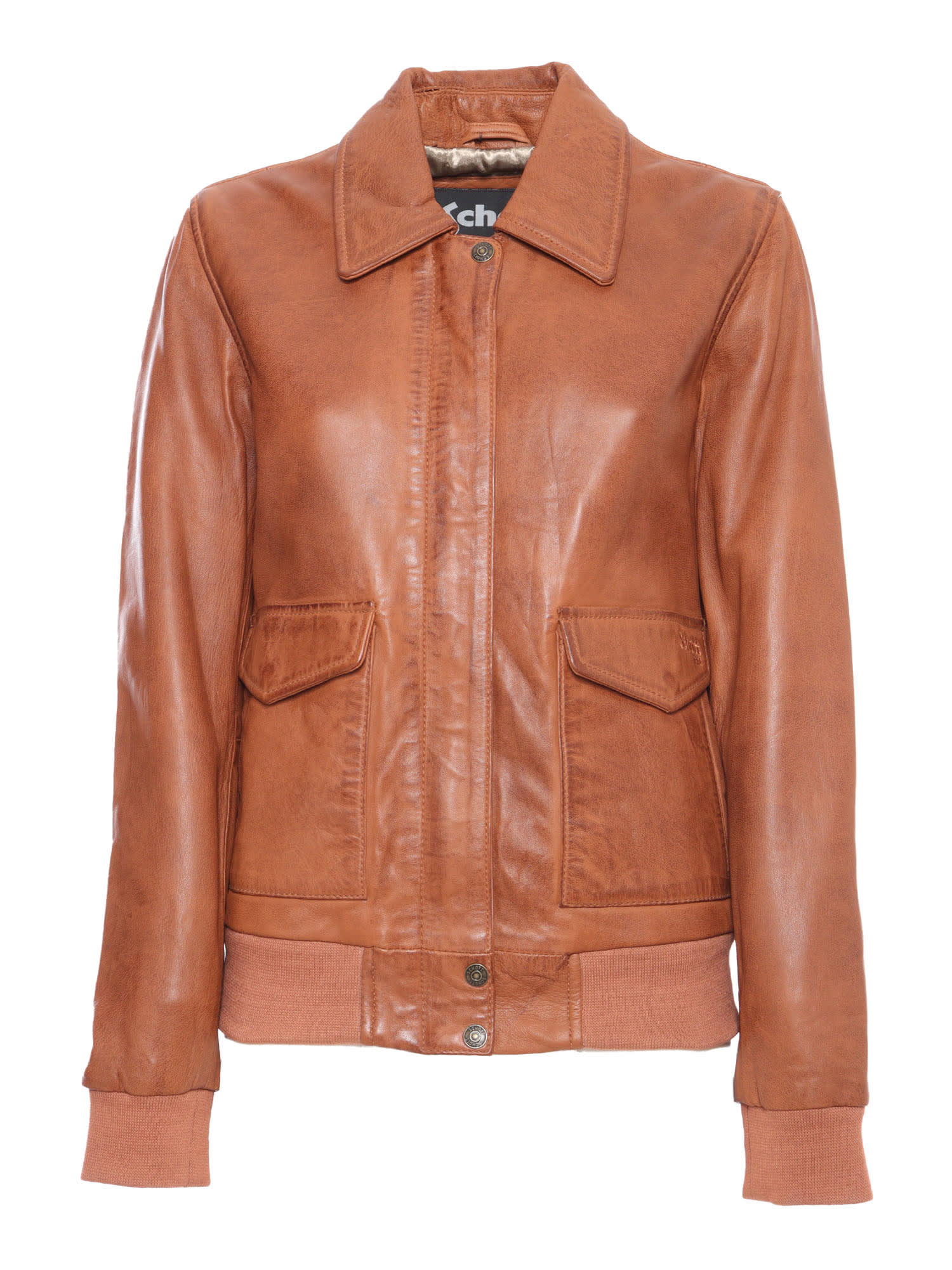 Shop Schott Camel Colored Leather Jacket In Brown