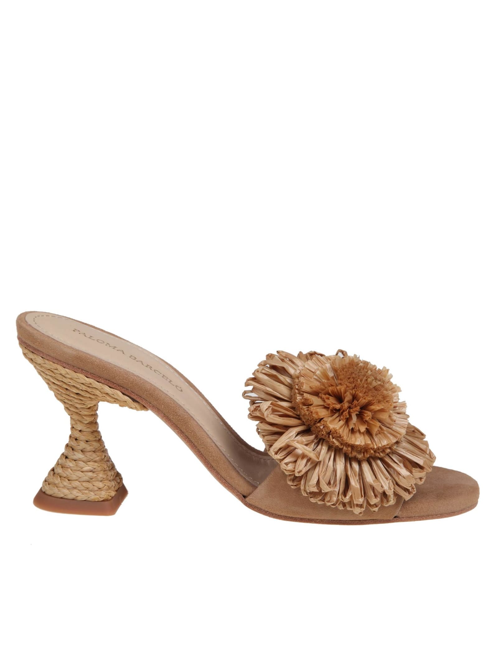 Paloma Barceló Akira Mules In Suede With Raffia Bow