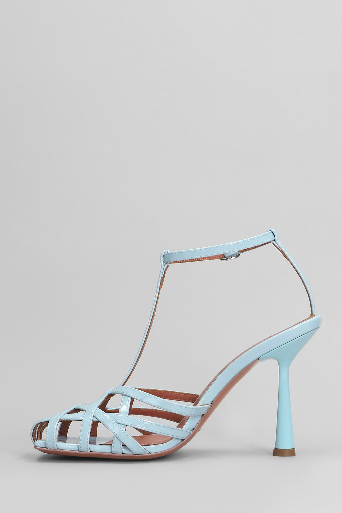 Aldo Castagna Lidia Sandals In Cyan Patent Leather In Blue