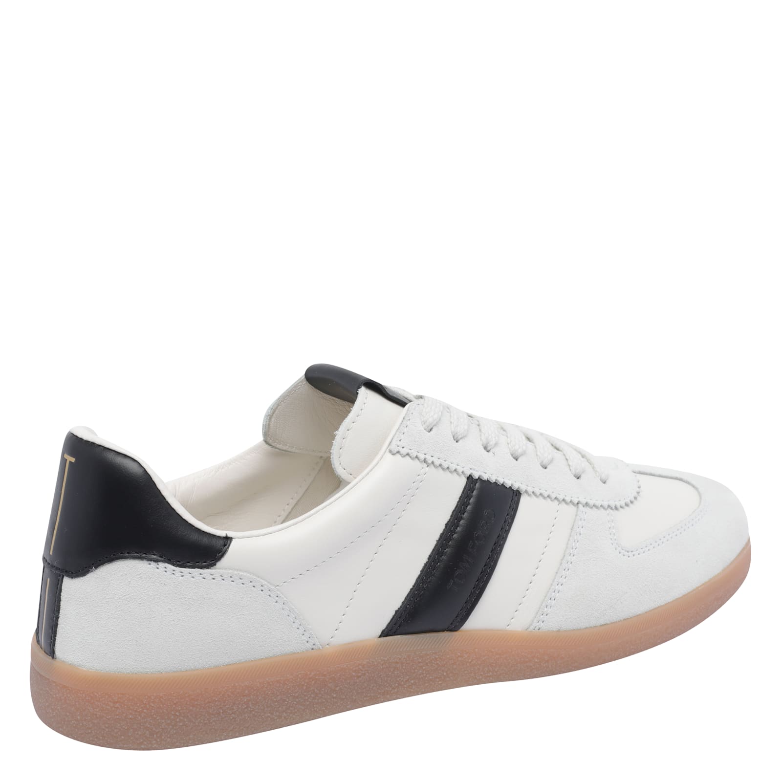 Tom Ford Striped Suede Sneakers In White