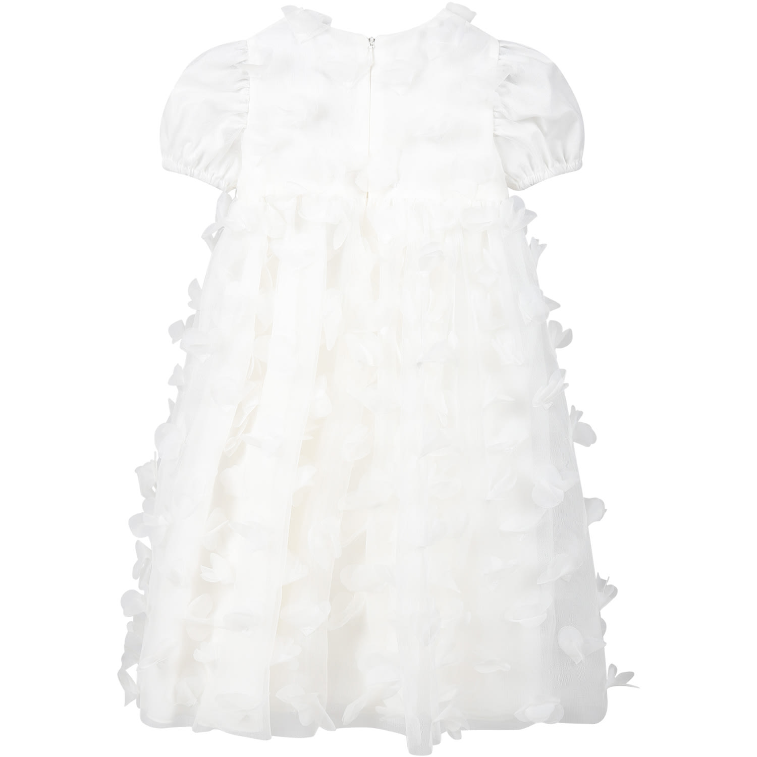 Shop Simonetta White Dress For Baby Girl With Tulle Applications