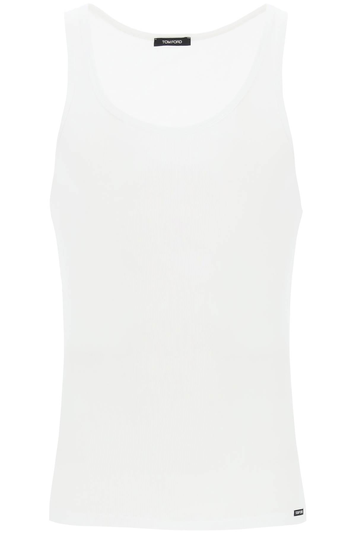 White Cotton And Modal Tank Top