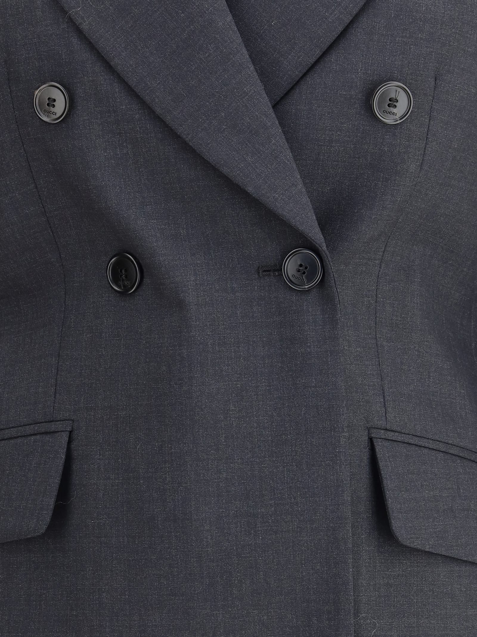 Gucci Womens Ardesia Grey Peak-lapel Double-breasted Wool Blazer In Gray