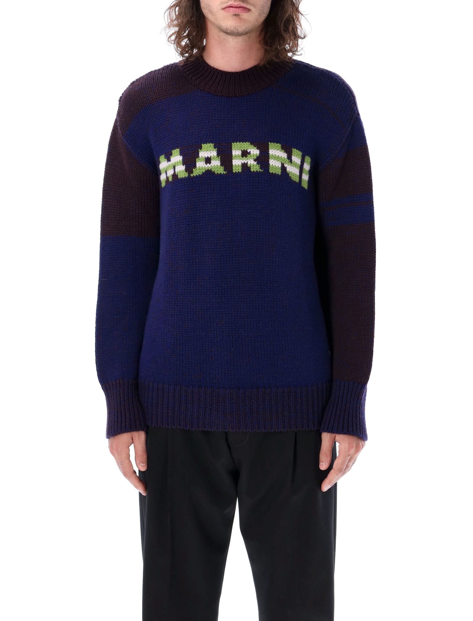 MARNI MOULINÉ JUMPER WITH STRIPED LOGO