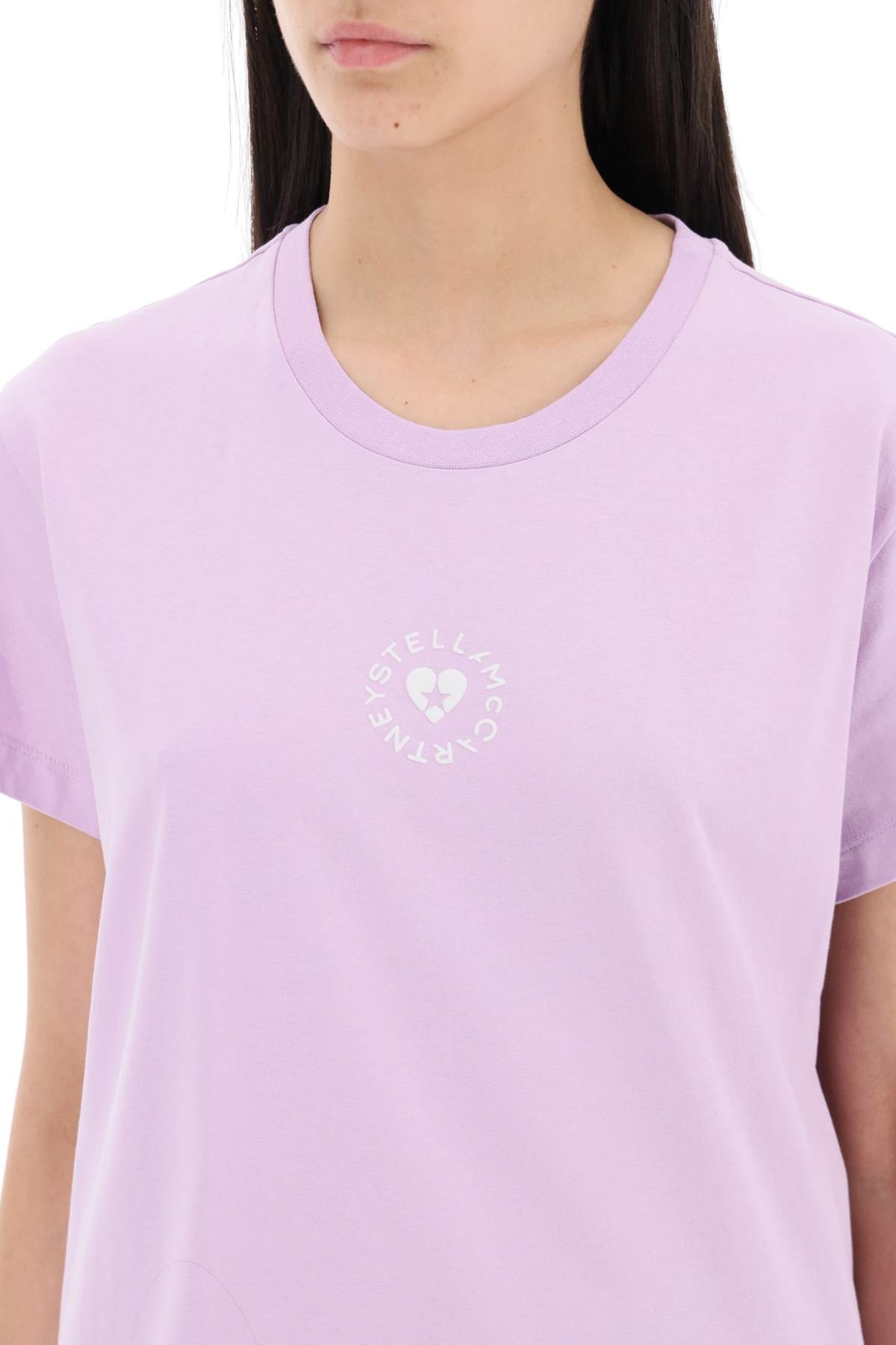 Shop Stella Mccartney Iconic Mini Heart T-shirt In Washed Lilac (purple)