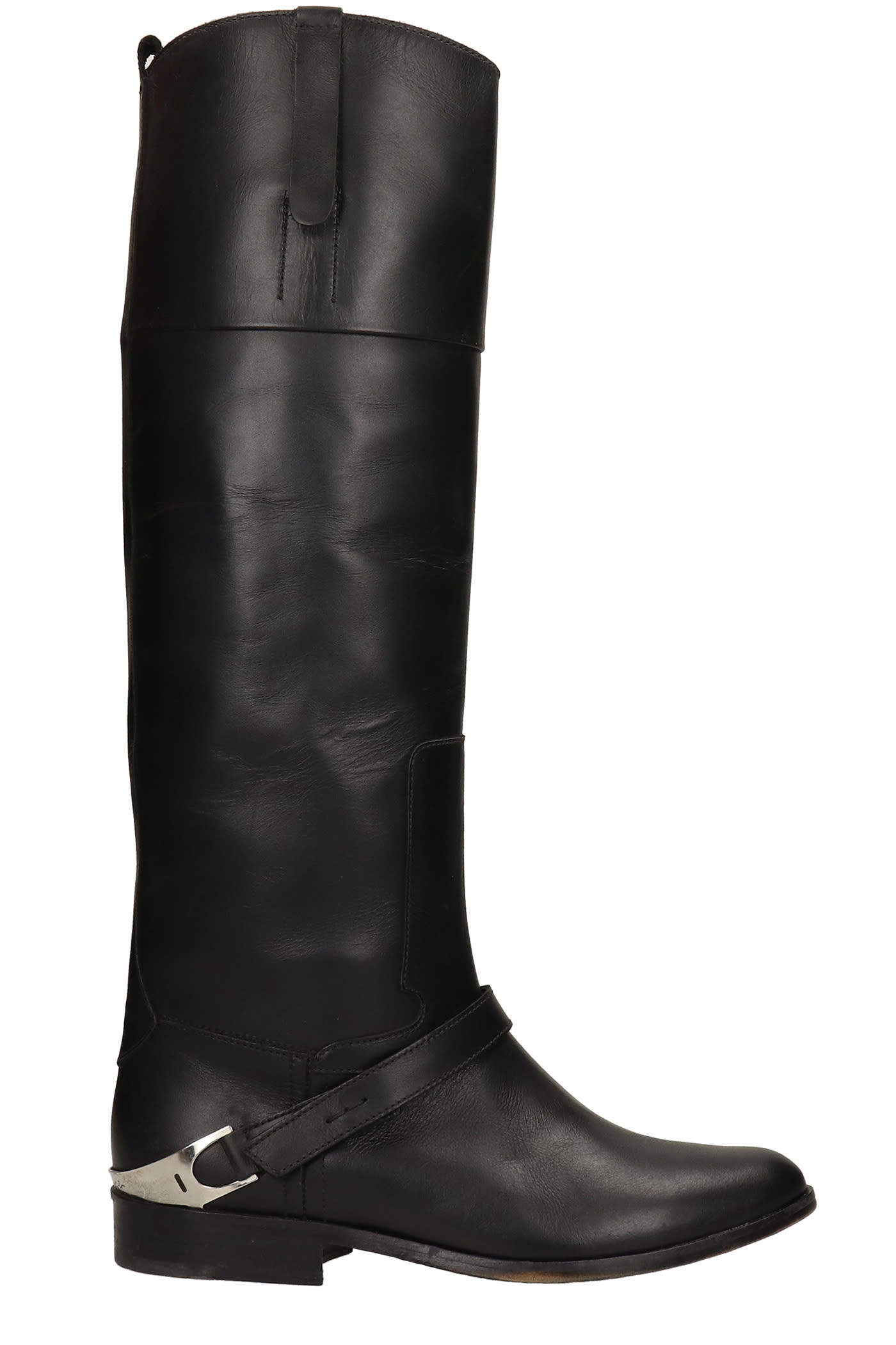 Golden Goose Charlie Texan Boots In Black Leather