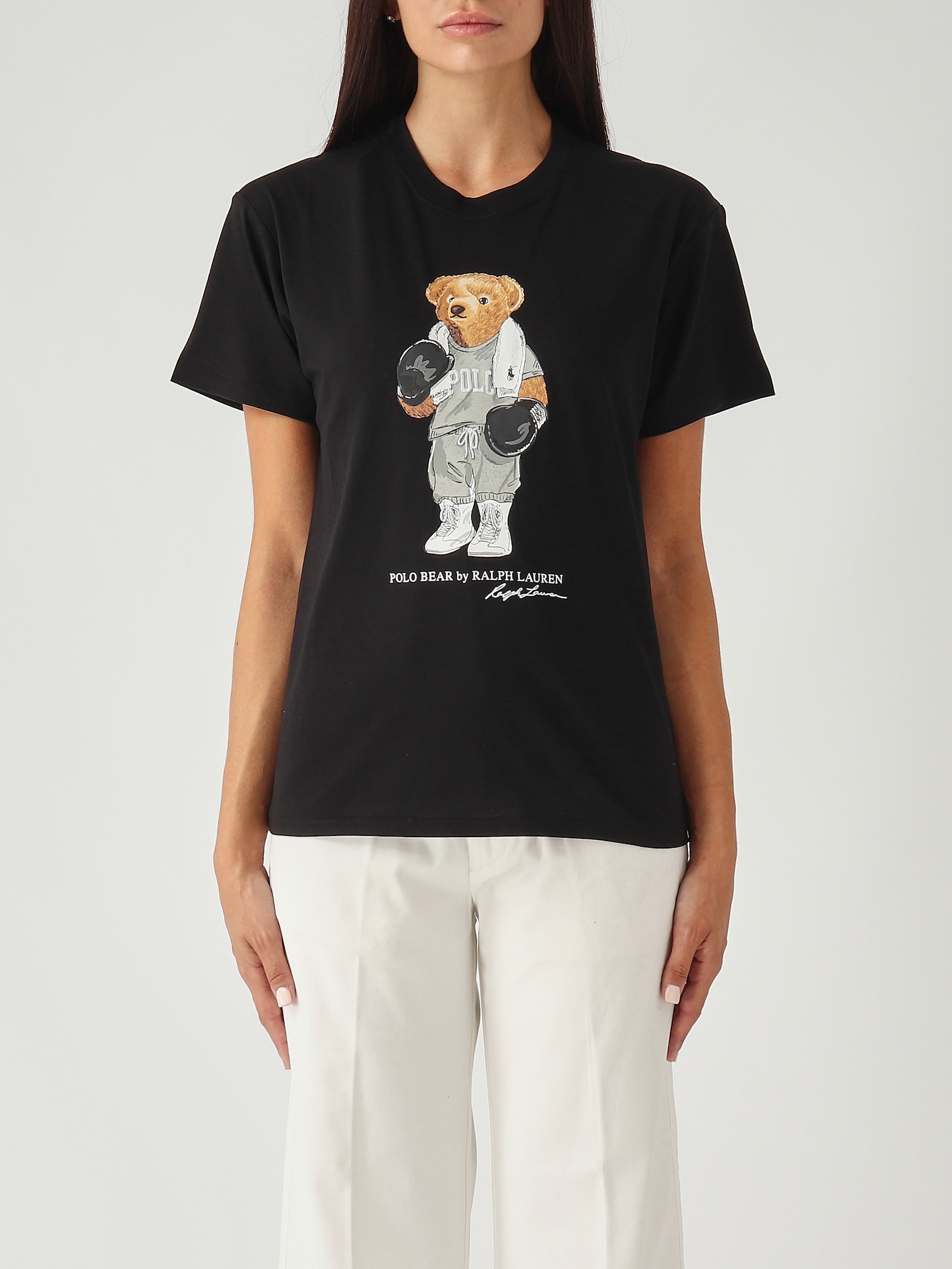 Polo Ralph Lauren Polo Bear In Jersey Di Cotone T-shirt In Black