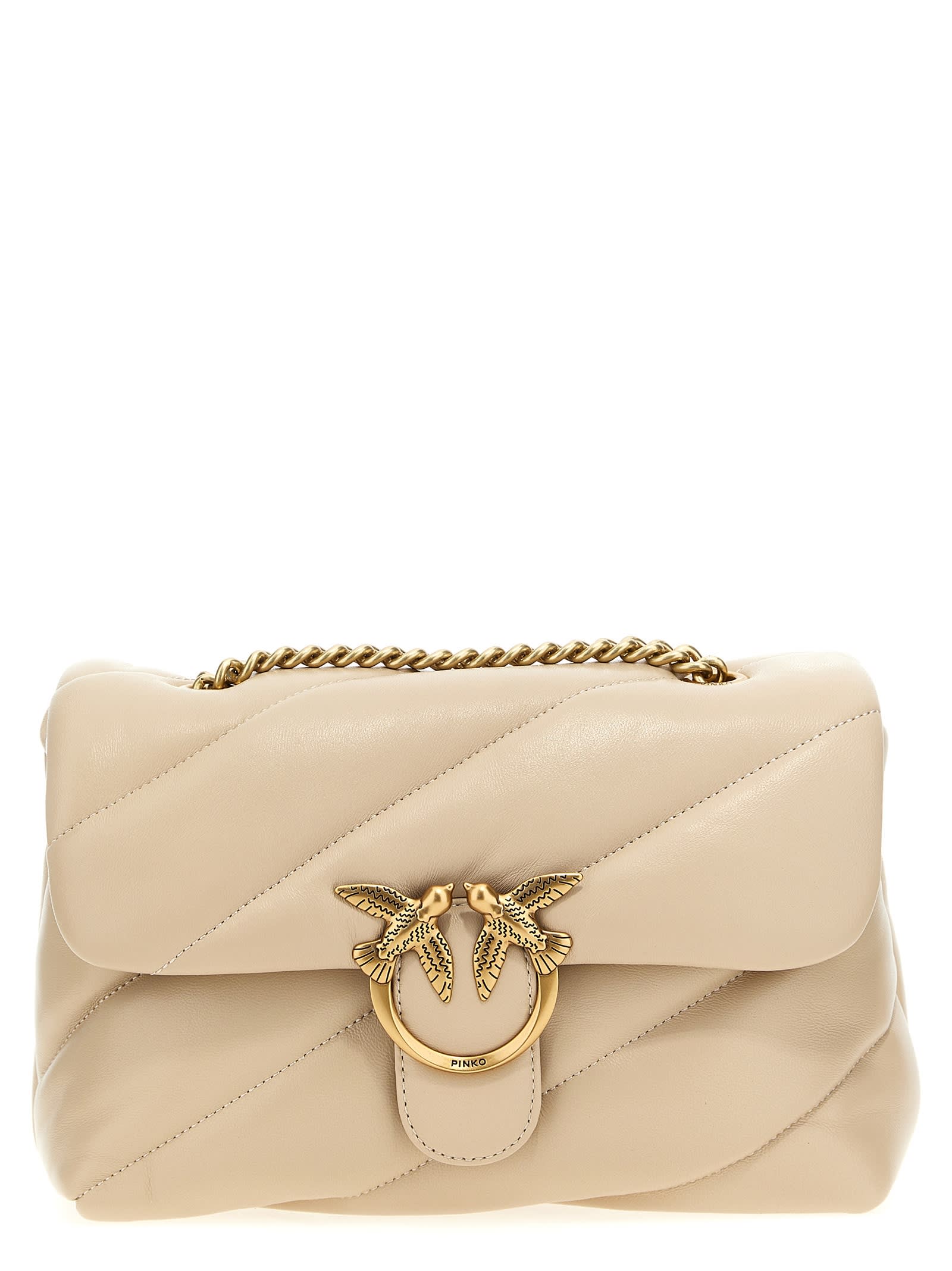 Pinko Classic Love Bag Puff Maxi Quilt Crossbody Bag In Beige