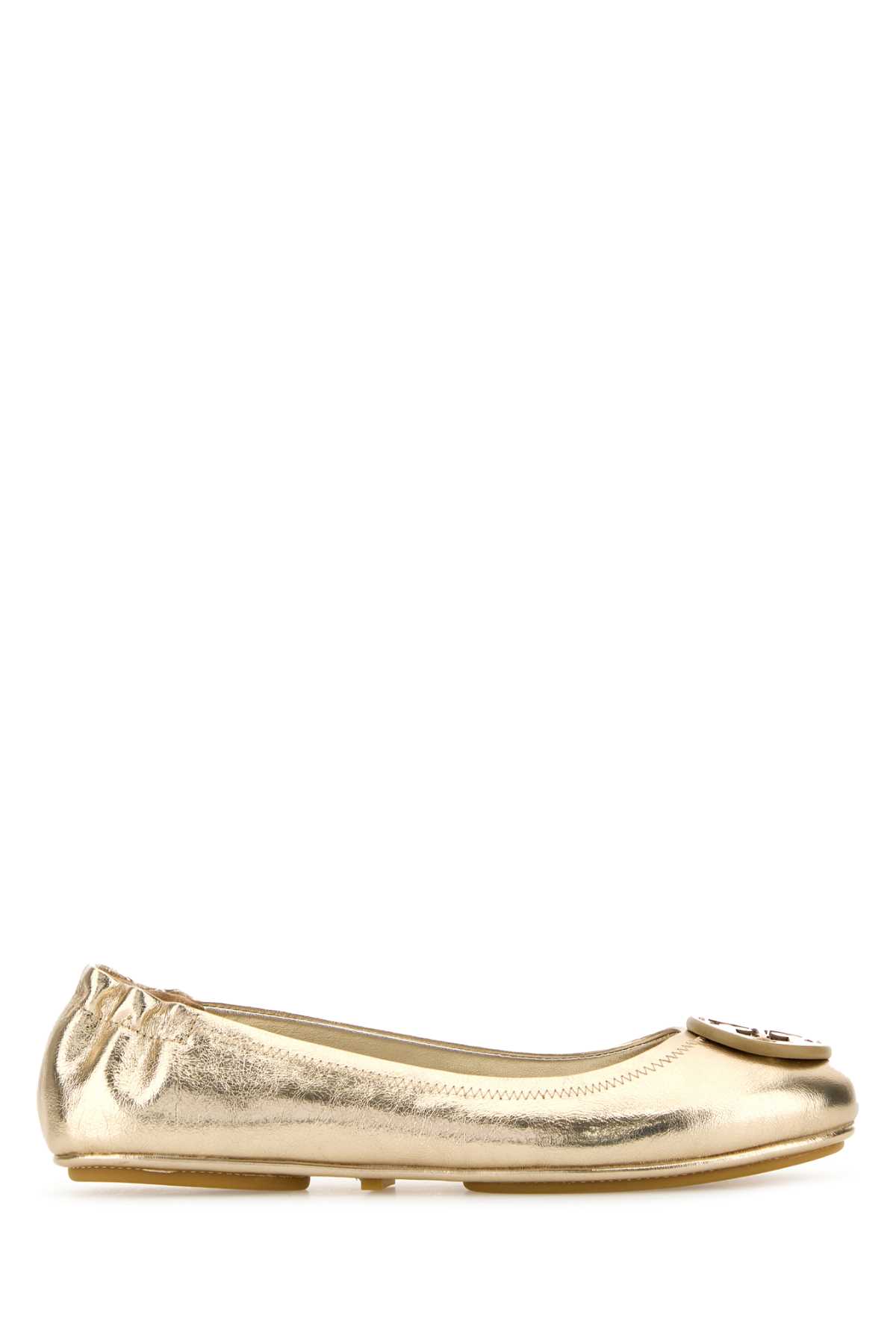 minnie Gold Leather Ballet Flats