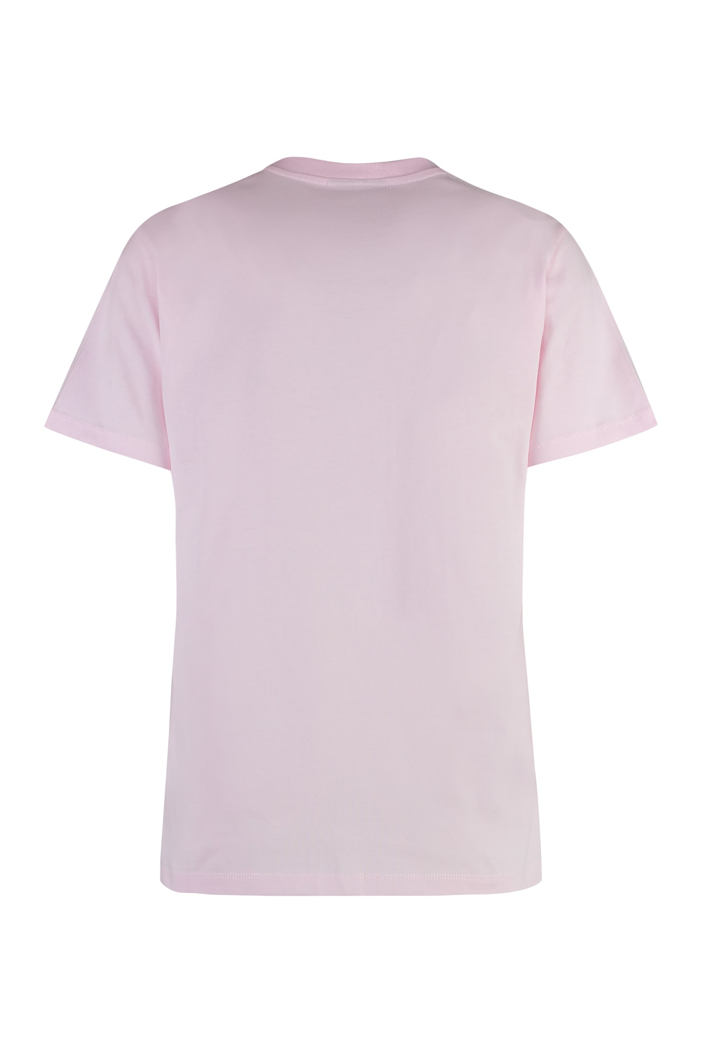 Shop Ganni Printed Cotton T-shirt In Pink