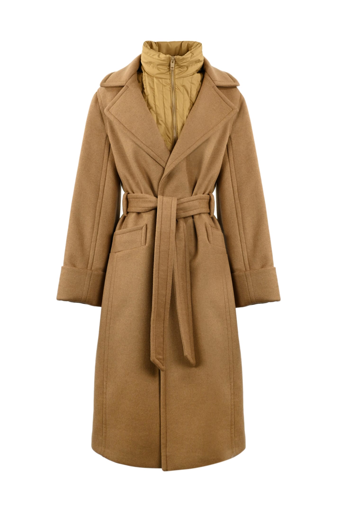 Fay Double Coat Dressing Gown Coat In Camel