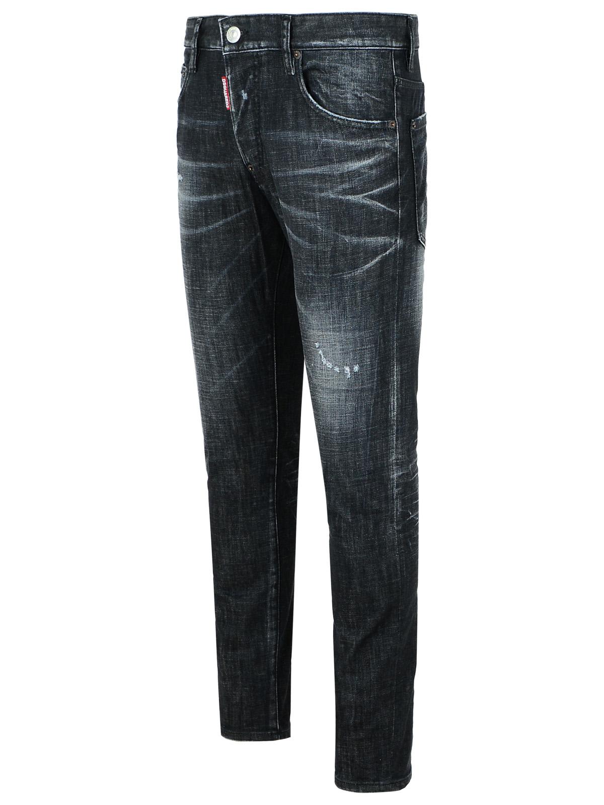 Dsquared2 Cool Gut Black Jeans With Belt Loops And Faded Effect In Denim Man In Black