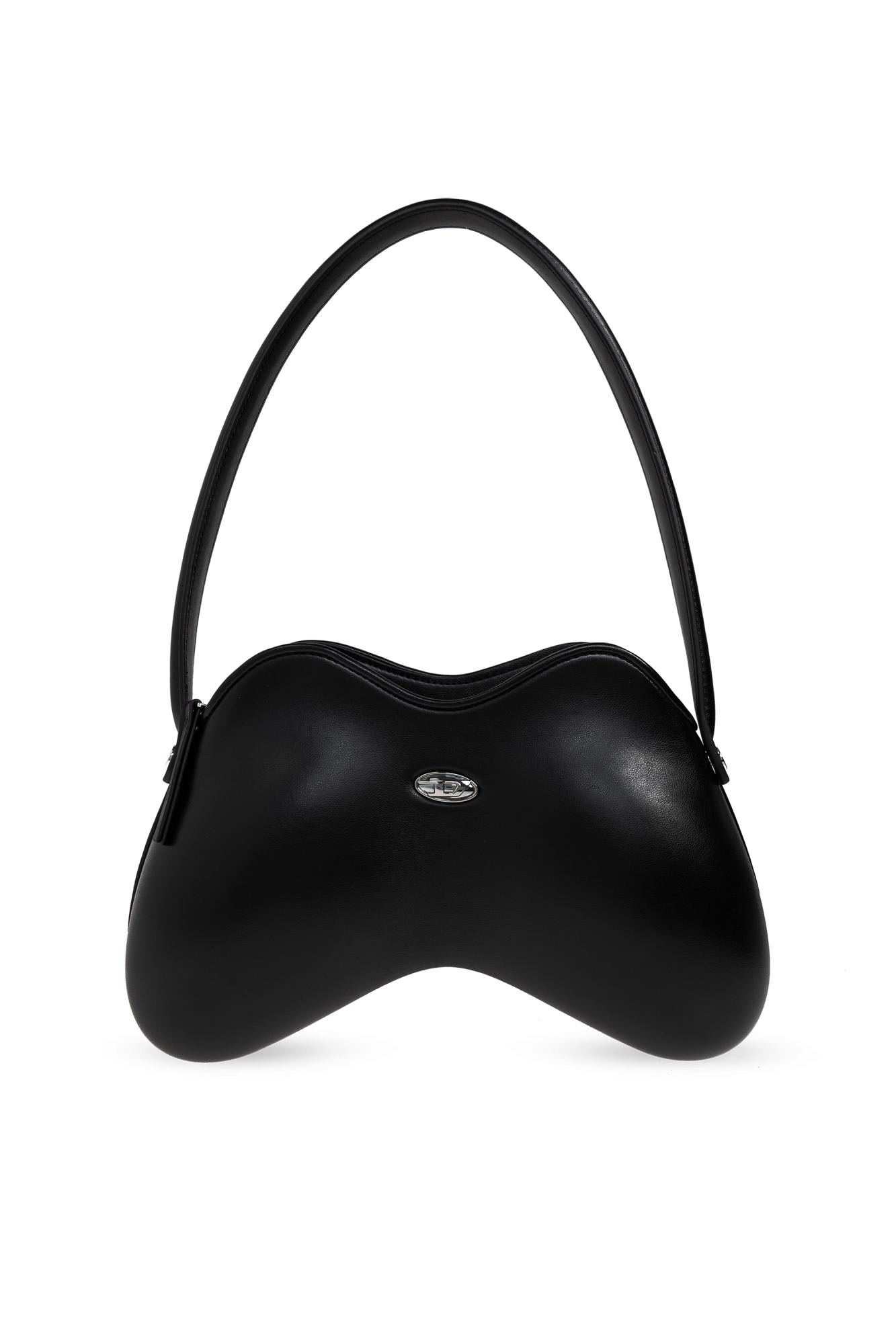 Diesel Double-d-shoulder Bag In Pu In Black