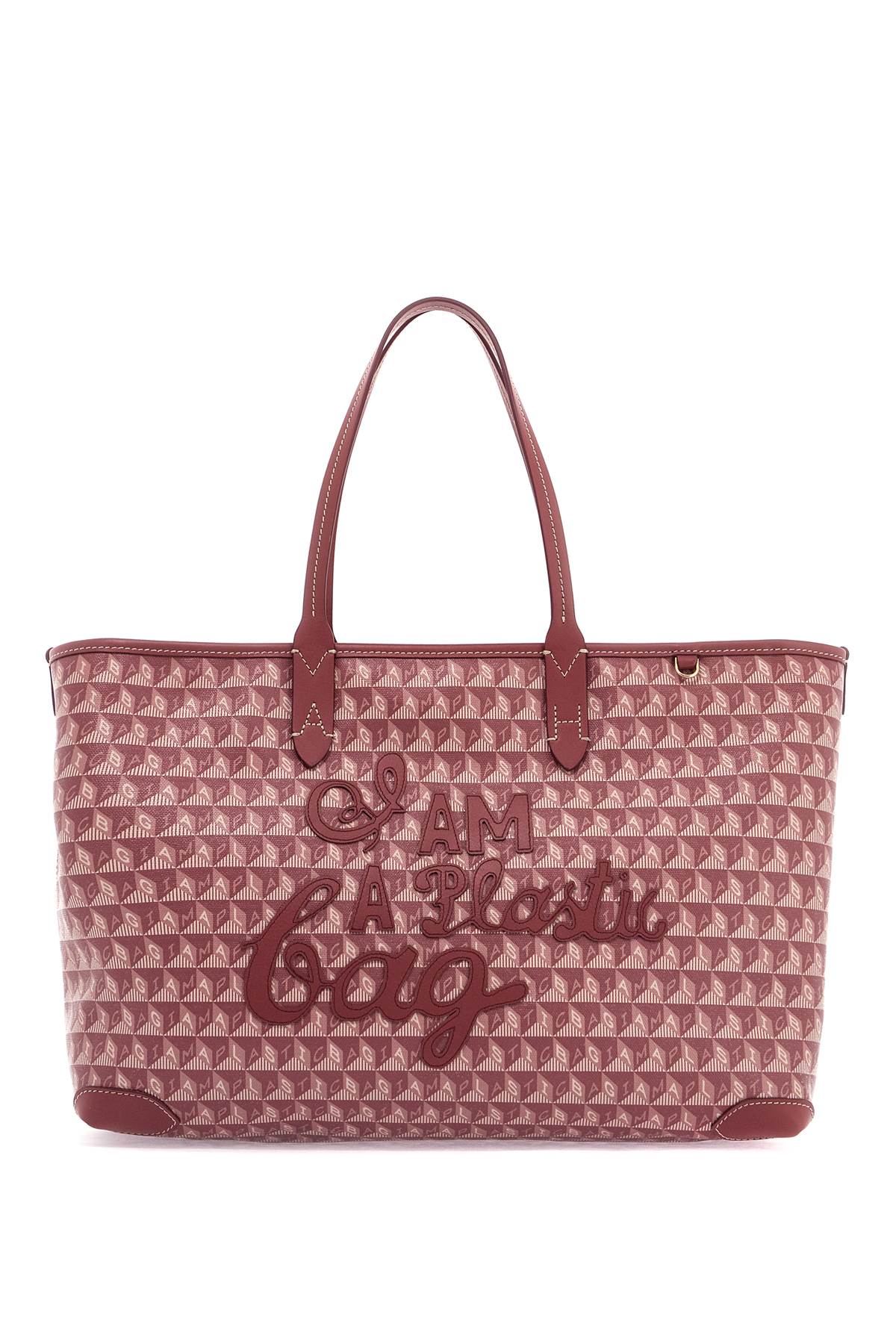 Shop Anya Hindmarch I Am A Plastic Bag Zipped Motif Tote Bag In Damson (pink)