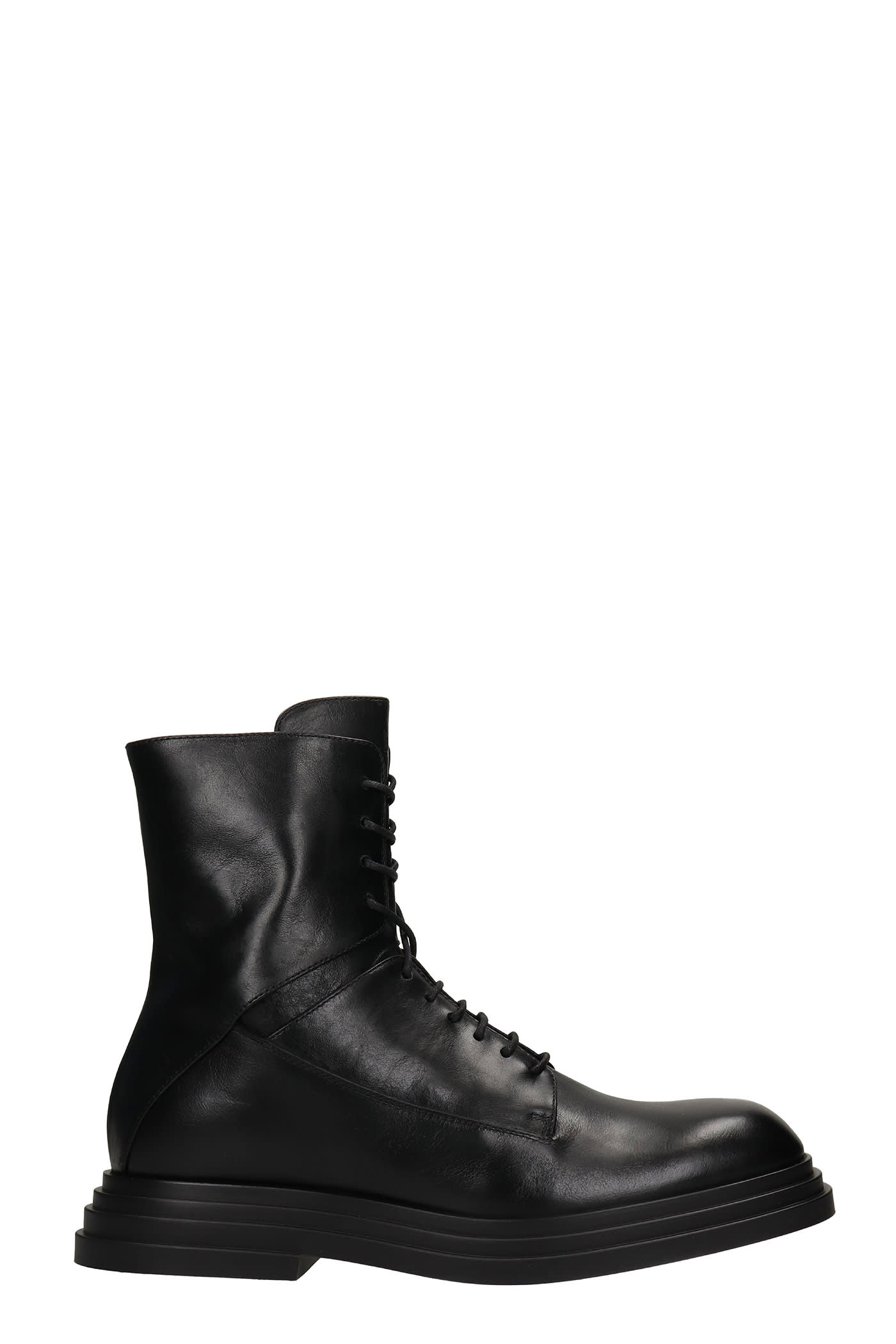 Cesare Paciotti Anfibio Combat Boots In Black Leather