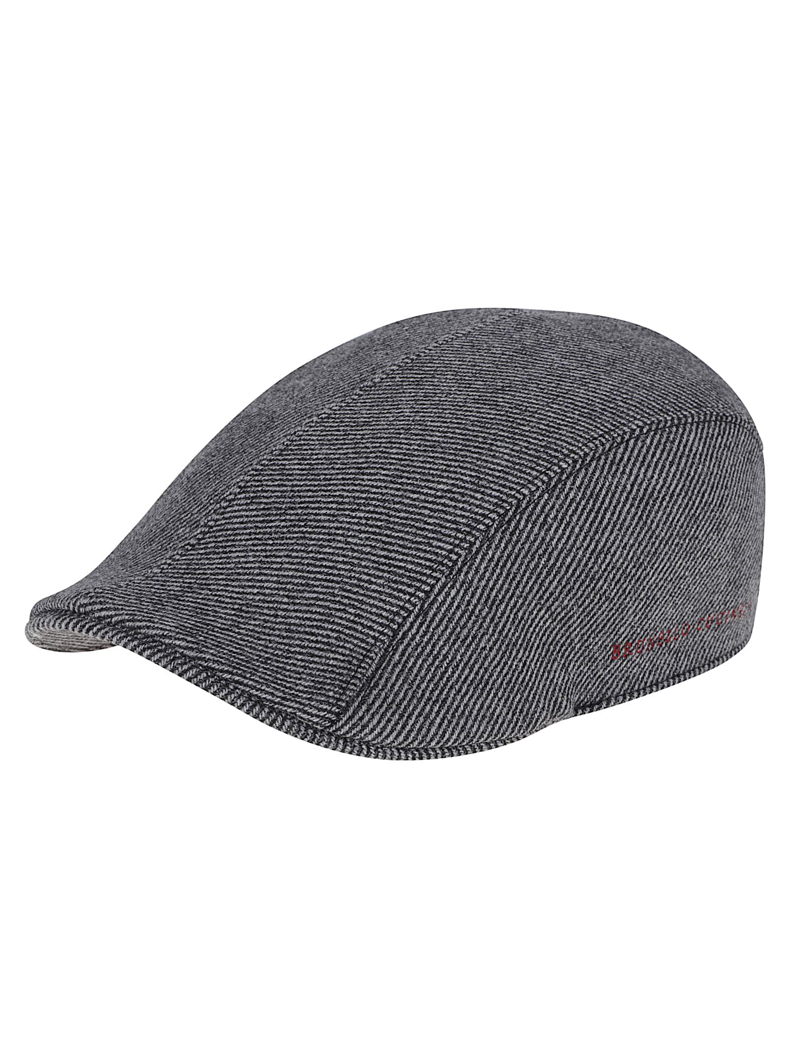 Brunello Cucinelli Striped Wool Hat In Gray