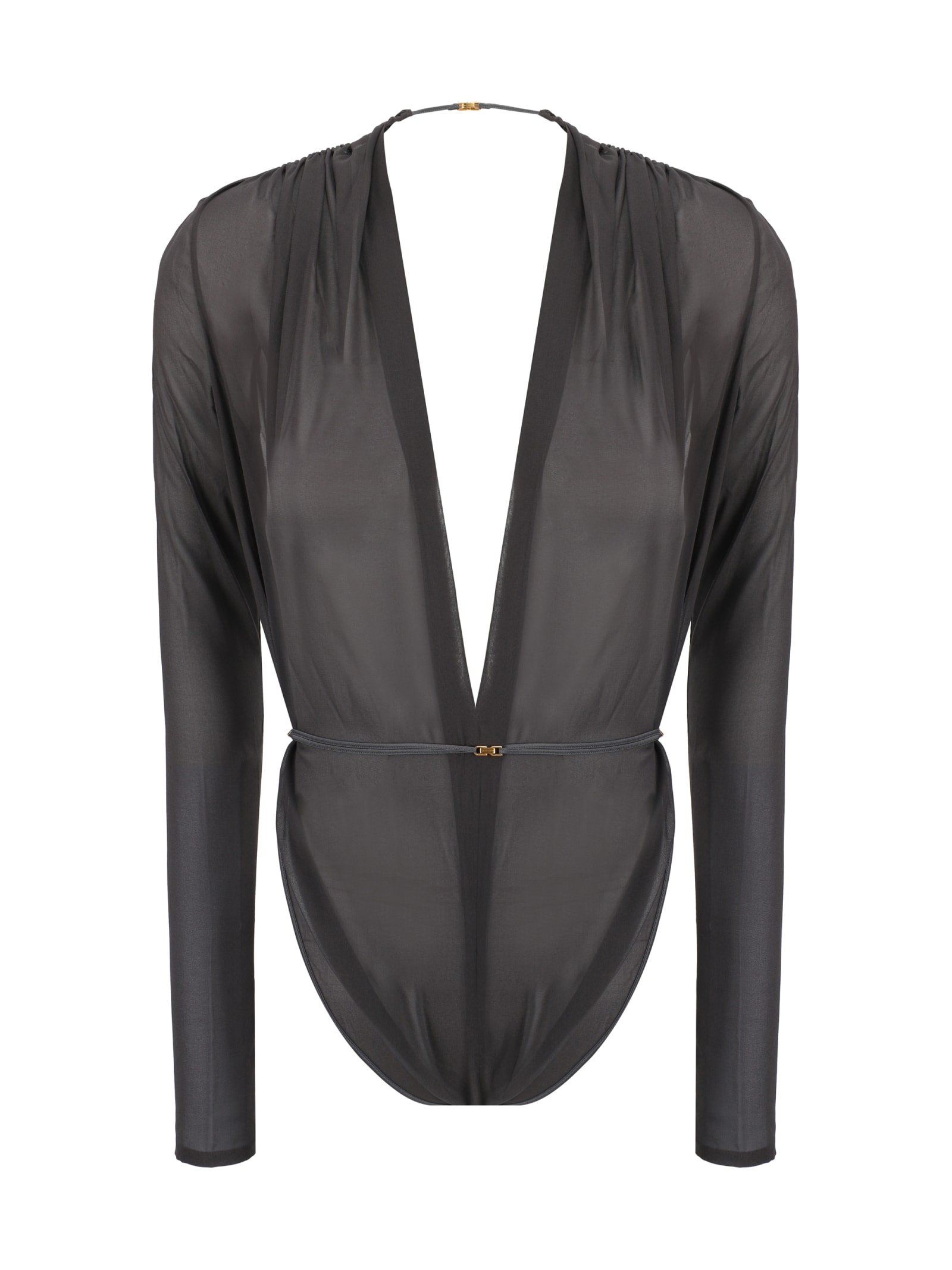 Shop Saint Laurent Bodysuit In Nero