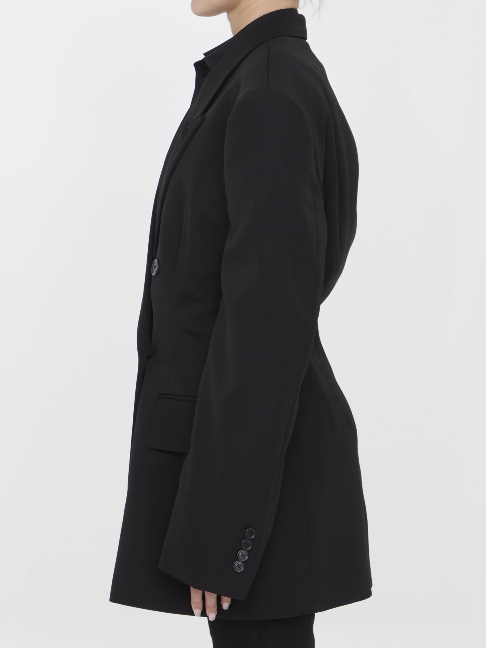 Shop Balenciaga Cinched Jacket In Black