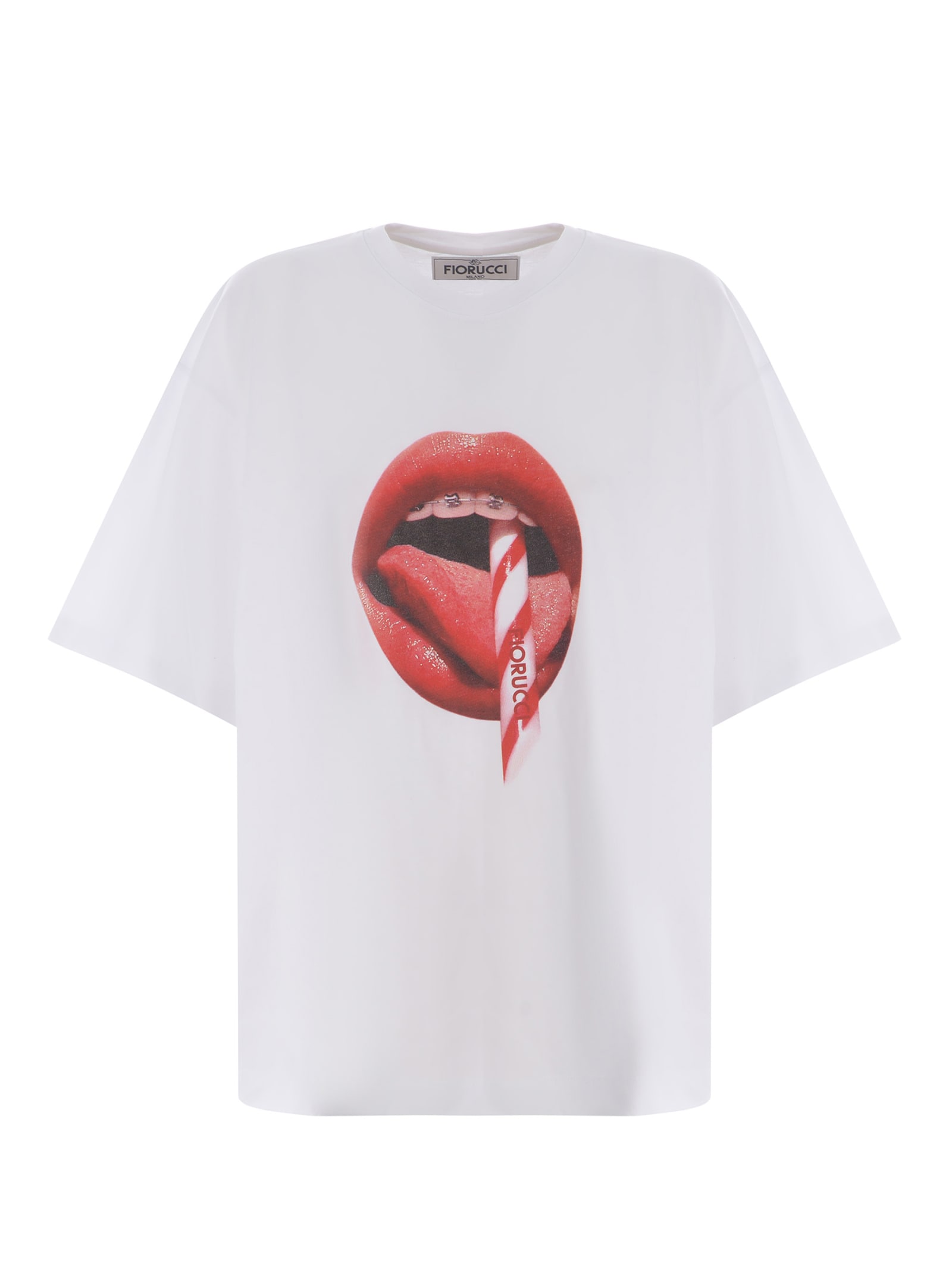 Shop Fiorucci T-shirt  Mouth Made Of Cotton In Bianco
