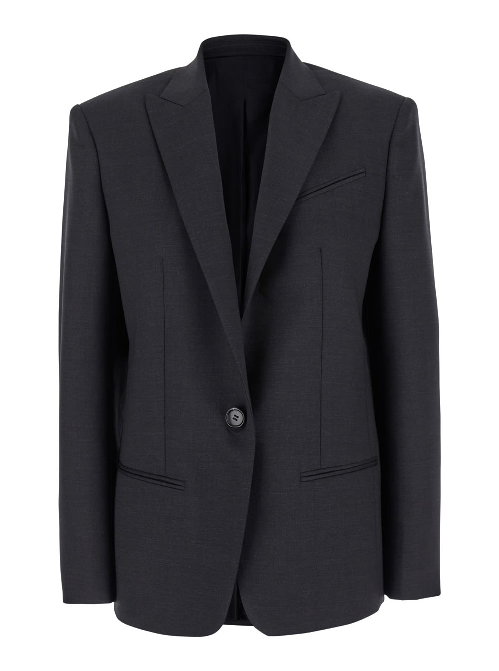 Charcoal Stretch Polyester Blend Blazer