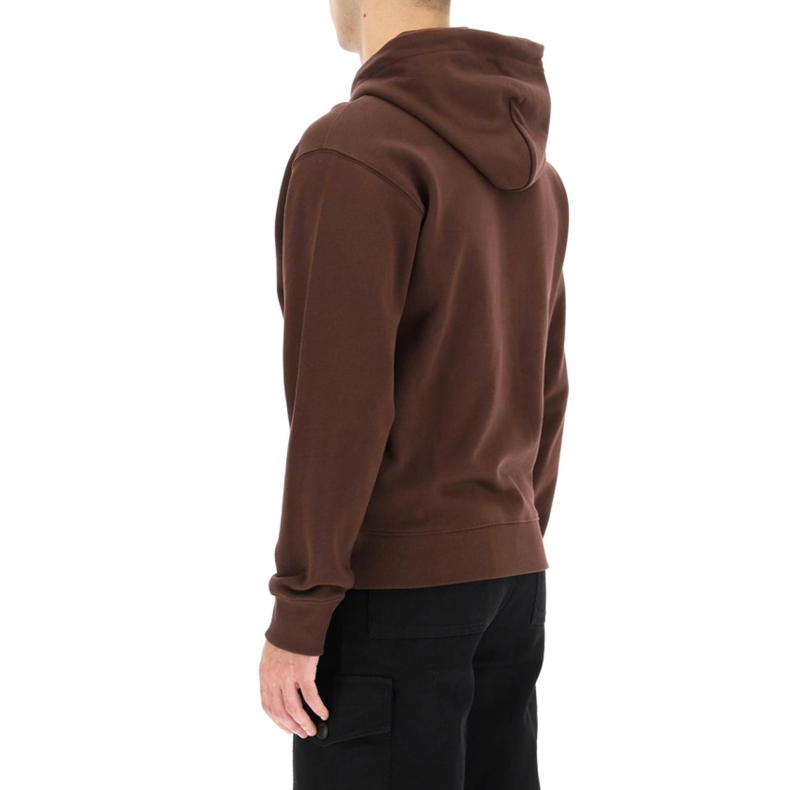 Shop Kenzo Logo Hooded Sweatshirt In Brown