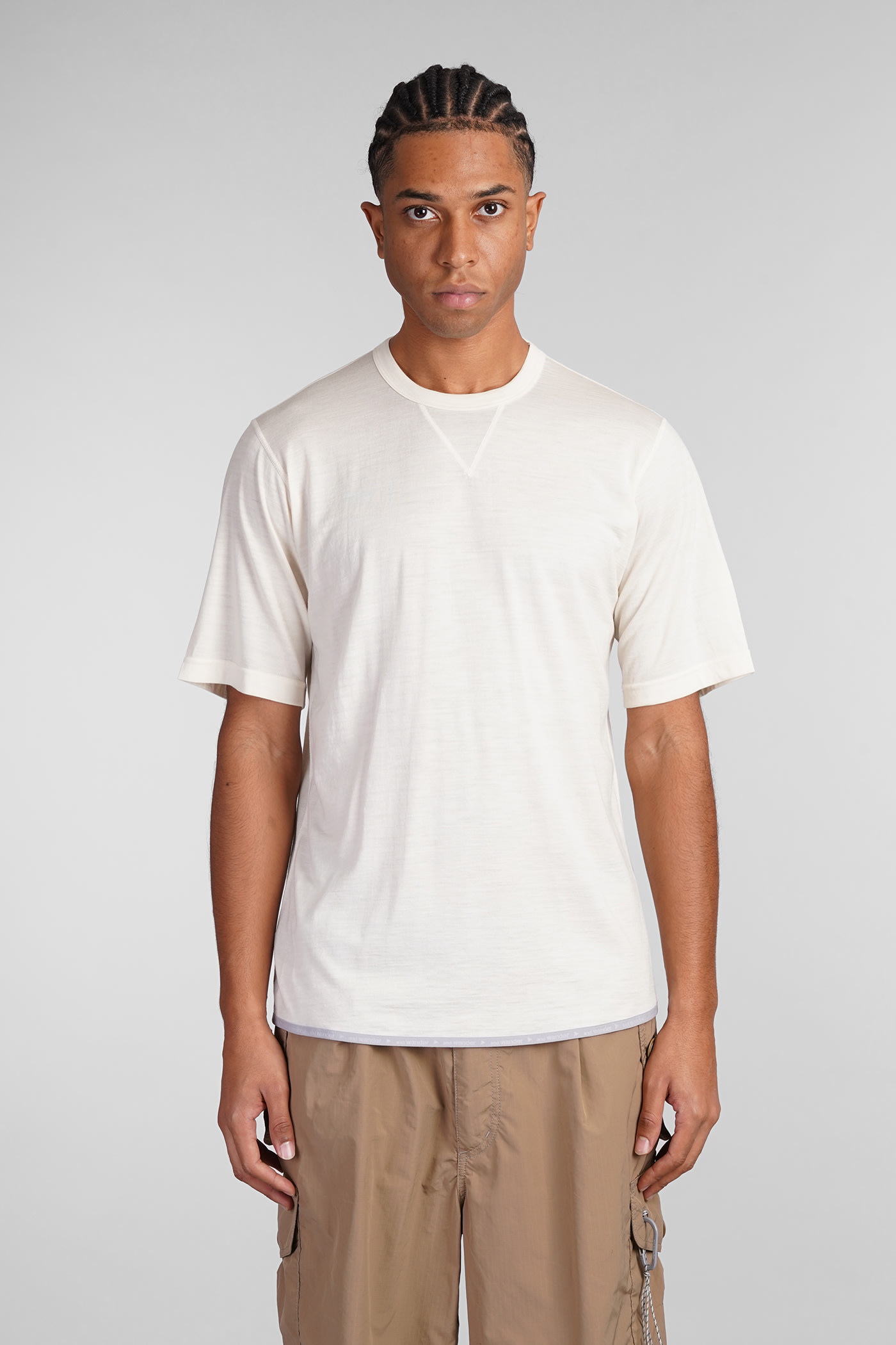 T-shirt In Beige Wool