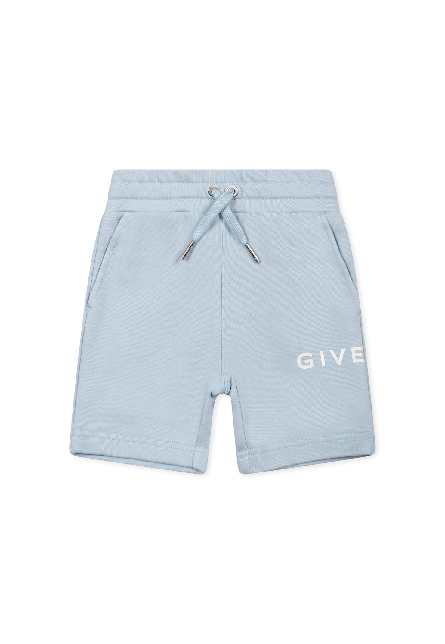 Givenchy Light Blue Shorts For Baby Boy With Logo In Light Blue