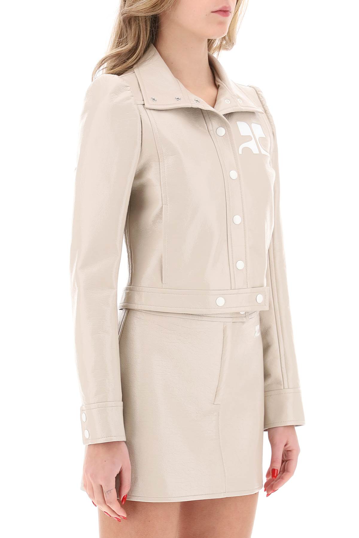 Courrèges Courreges Re Edition Jacket In Coated Cotton In Mastic Grey