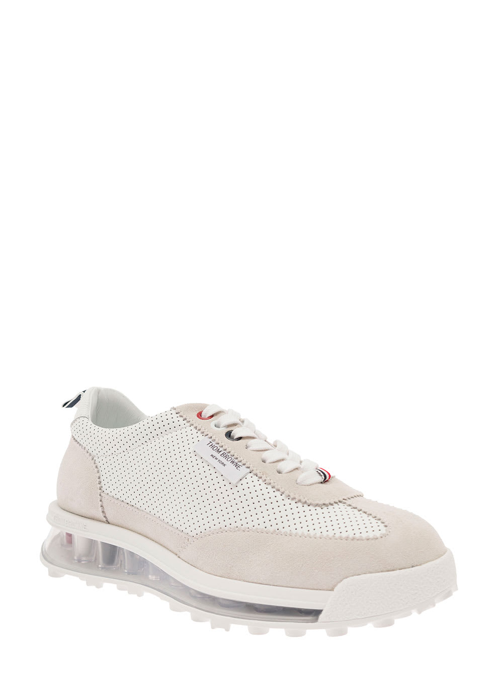 Shop Thom Browne Low Top Tech Sneakers In White Leather Woman