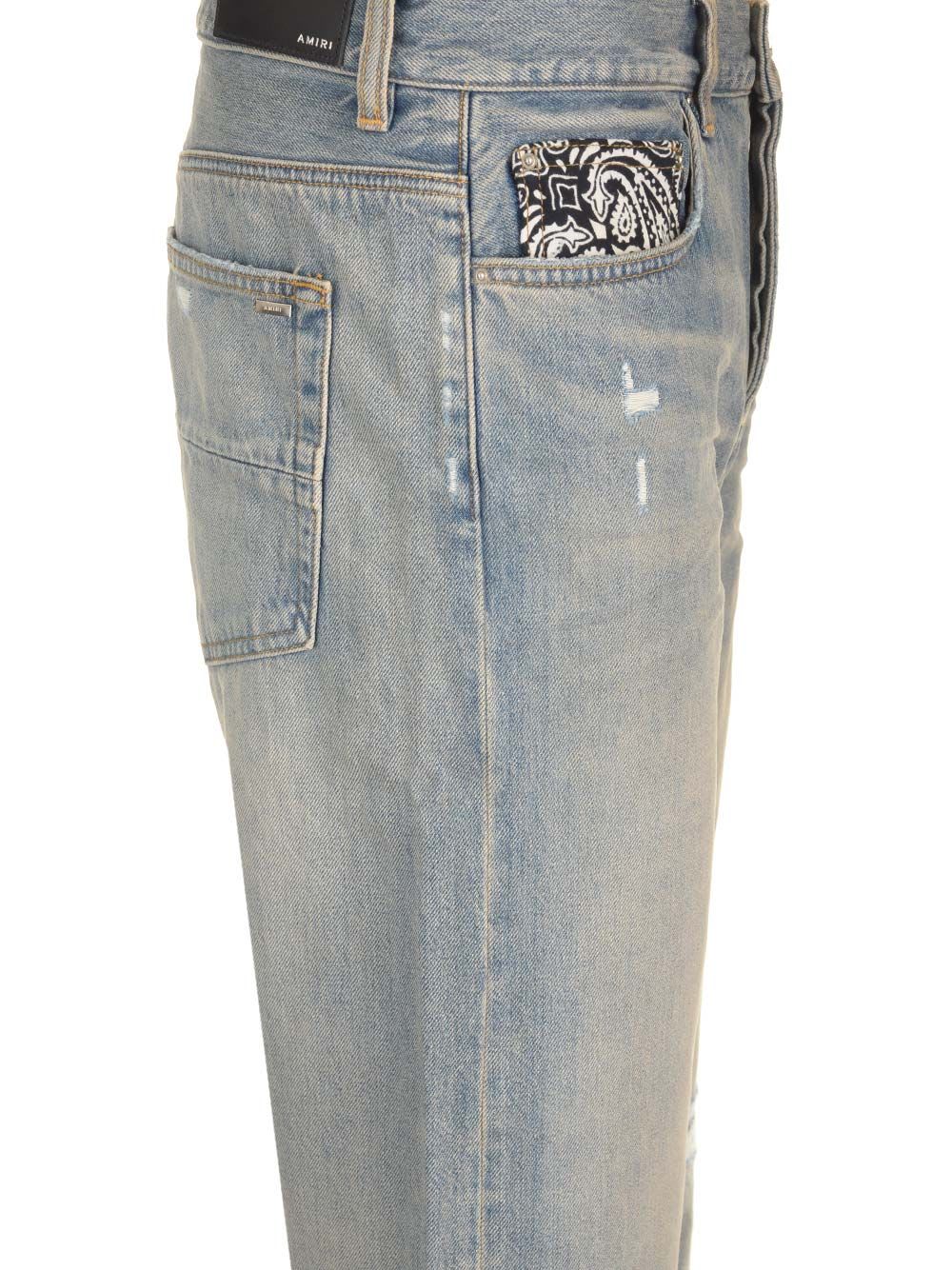 Shop Amiri Bandana Repair Straight Jean In Light Blue