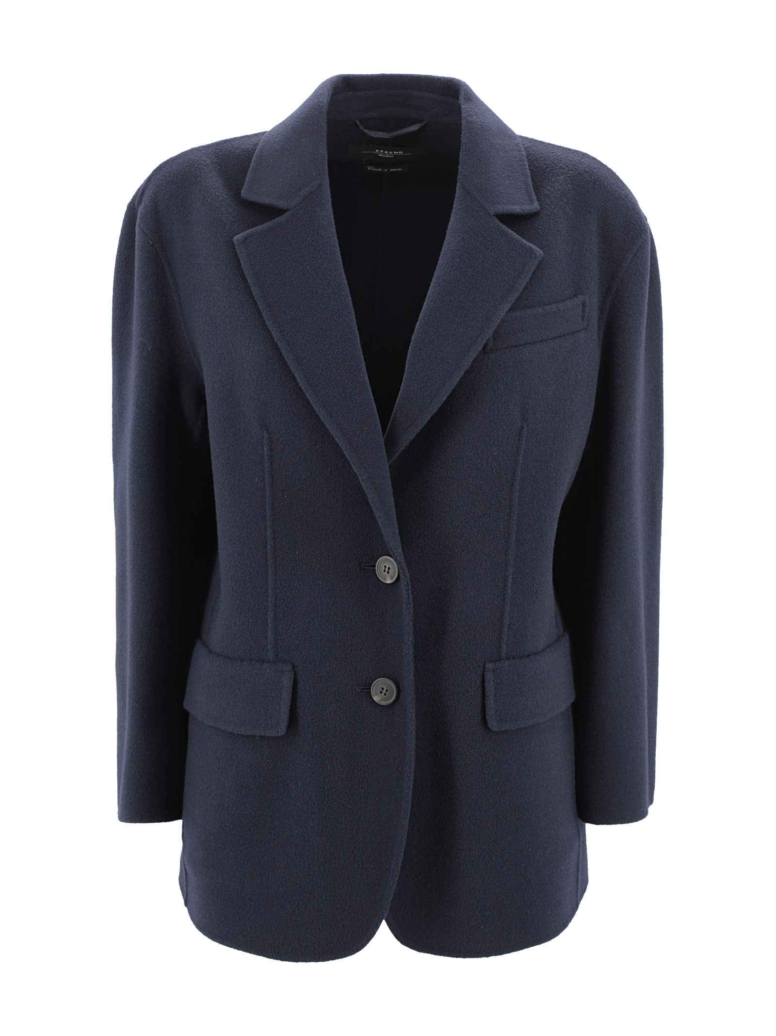 Shop Weekend Max Mara Wool-blend Gabardine Over Blazer In Blu