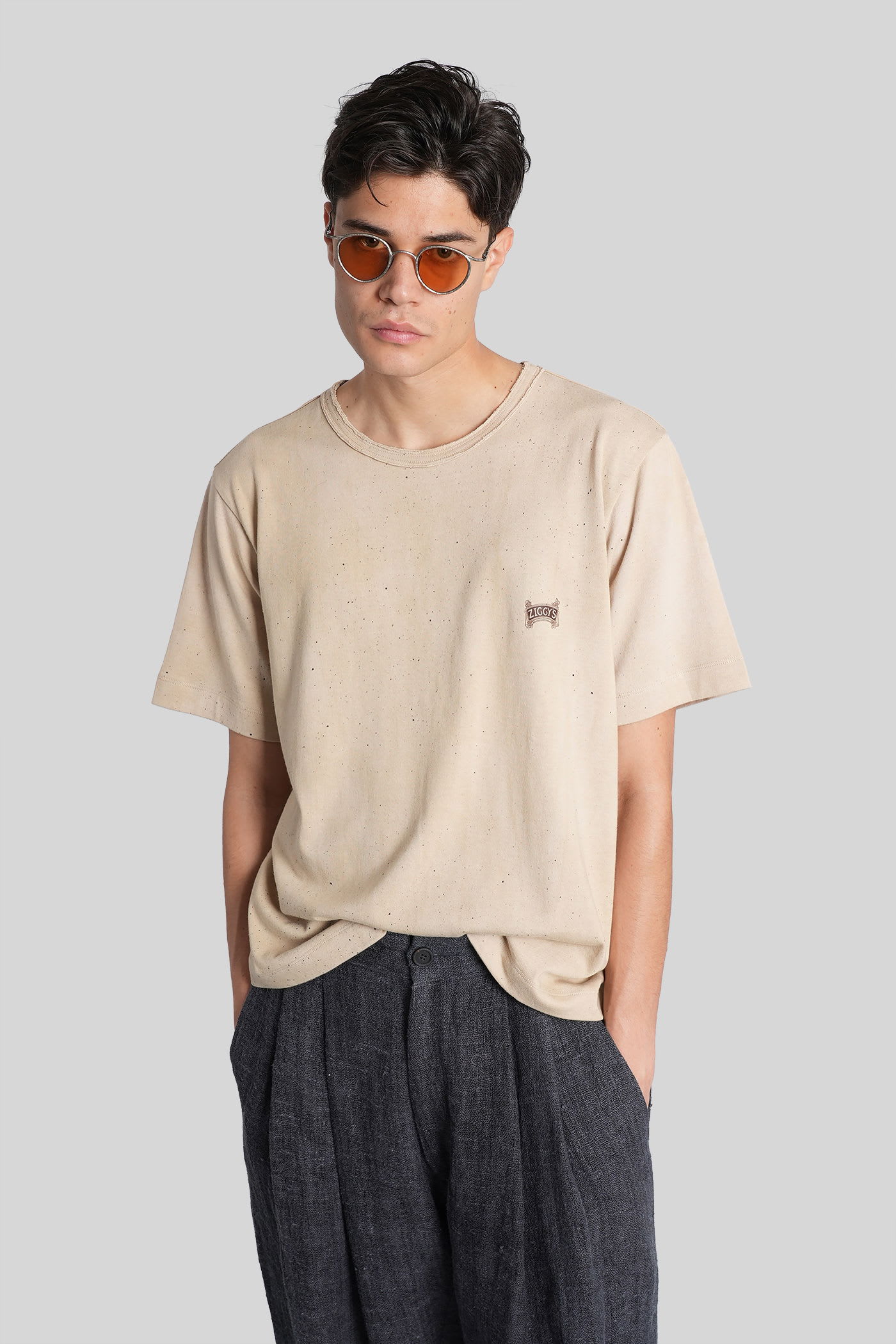 T-shirt In Beige Cotton