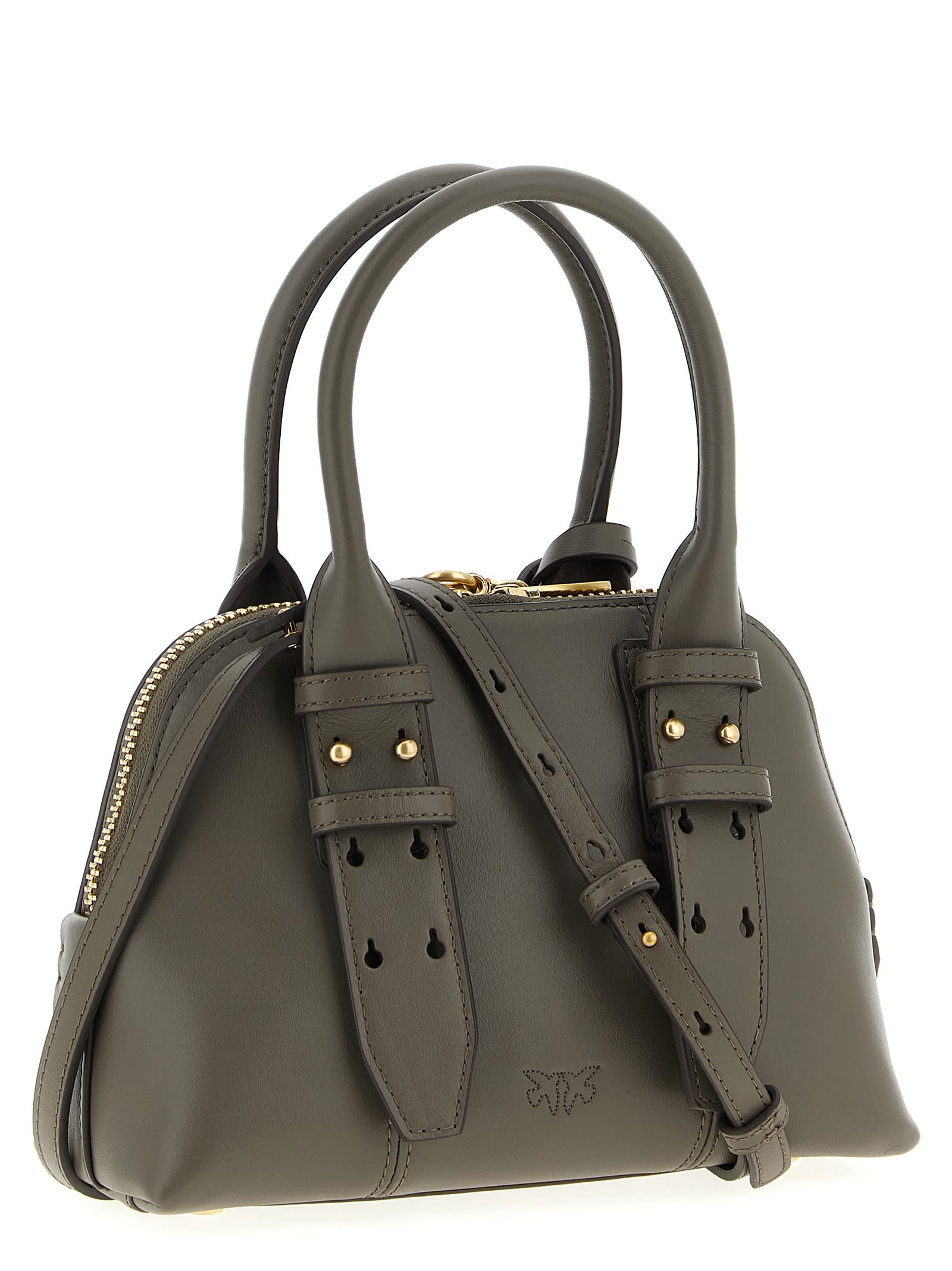 Pinko Buckle-detailing Shoulder Bag In Gray