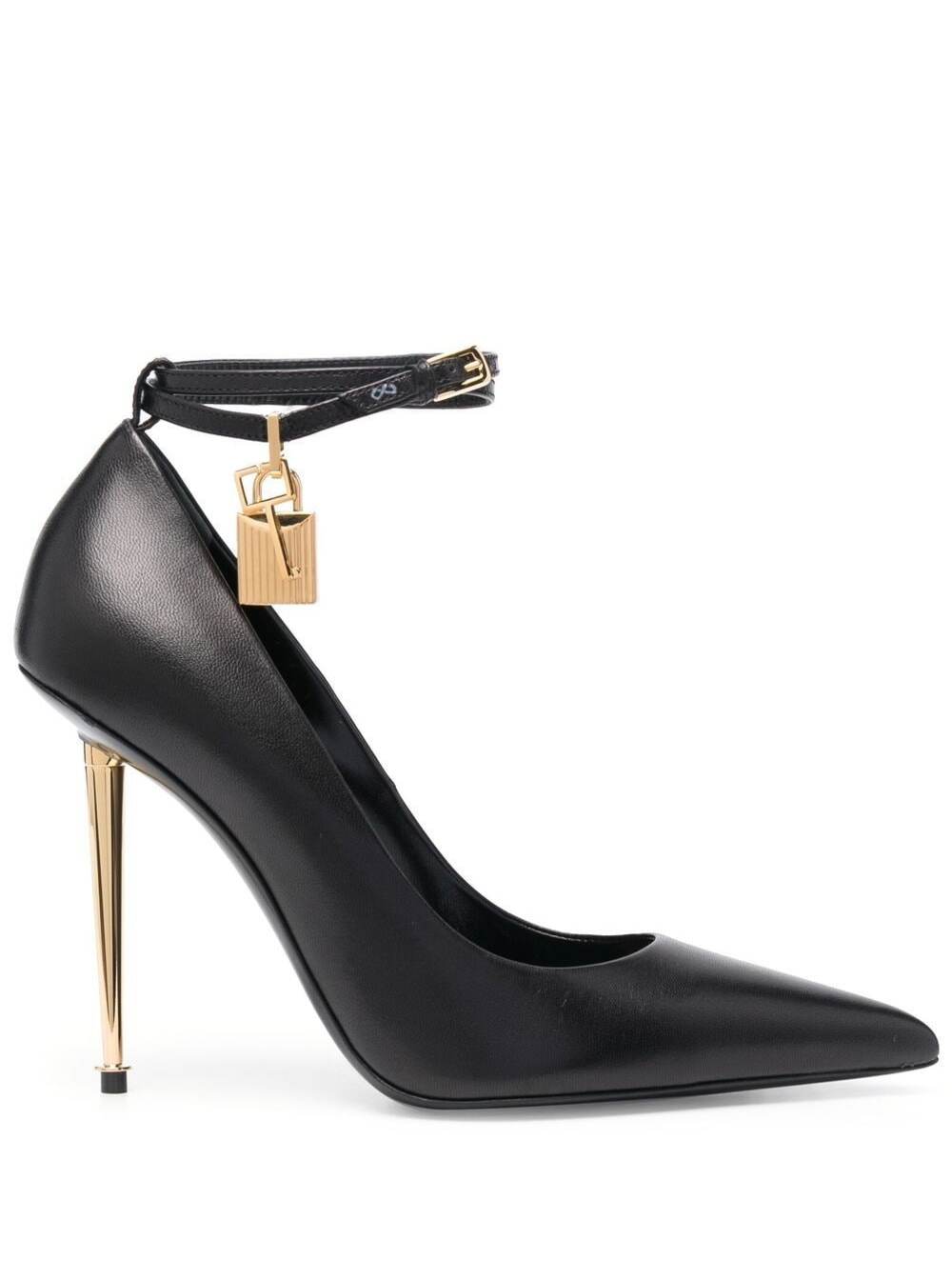 Tom Ford Black Pumps With Padlock Detail In Smooth Leather Woman