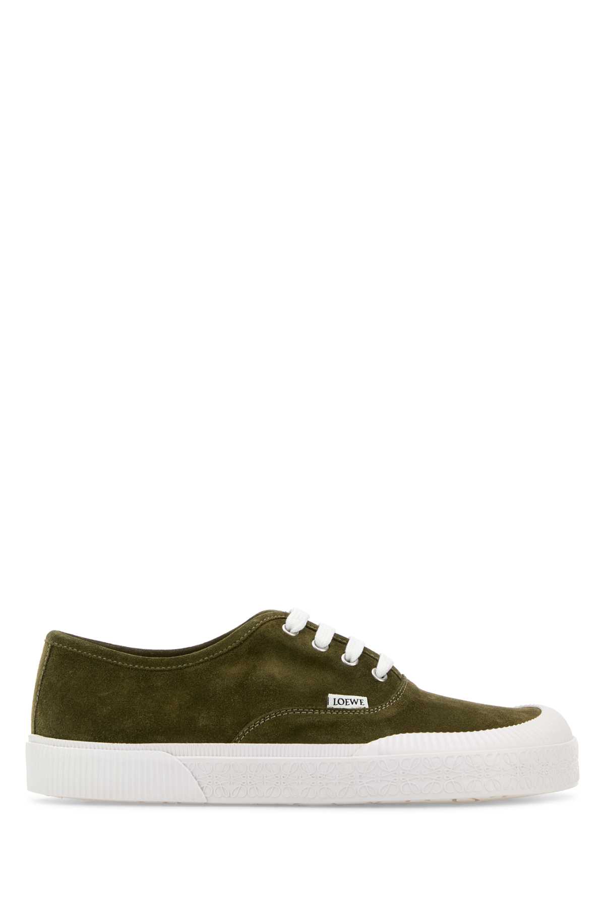 Shop Loewe Olive Green Suede Terra Vulca Sneakers