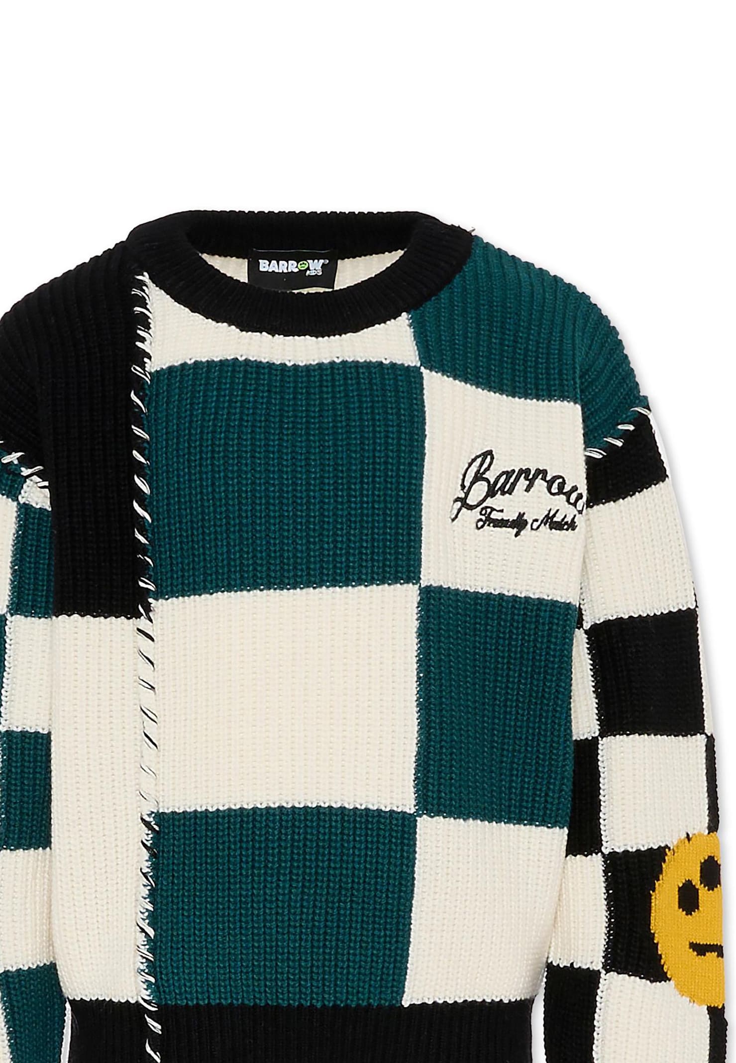 Barrow Green Sweater For Boy With Smiley In Multi