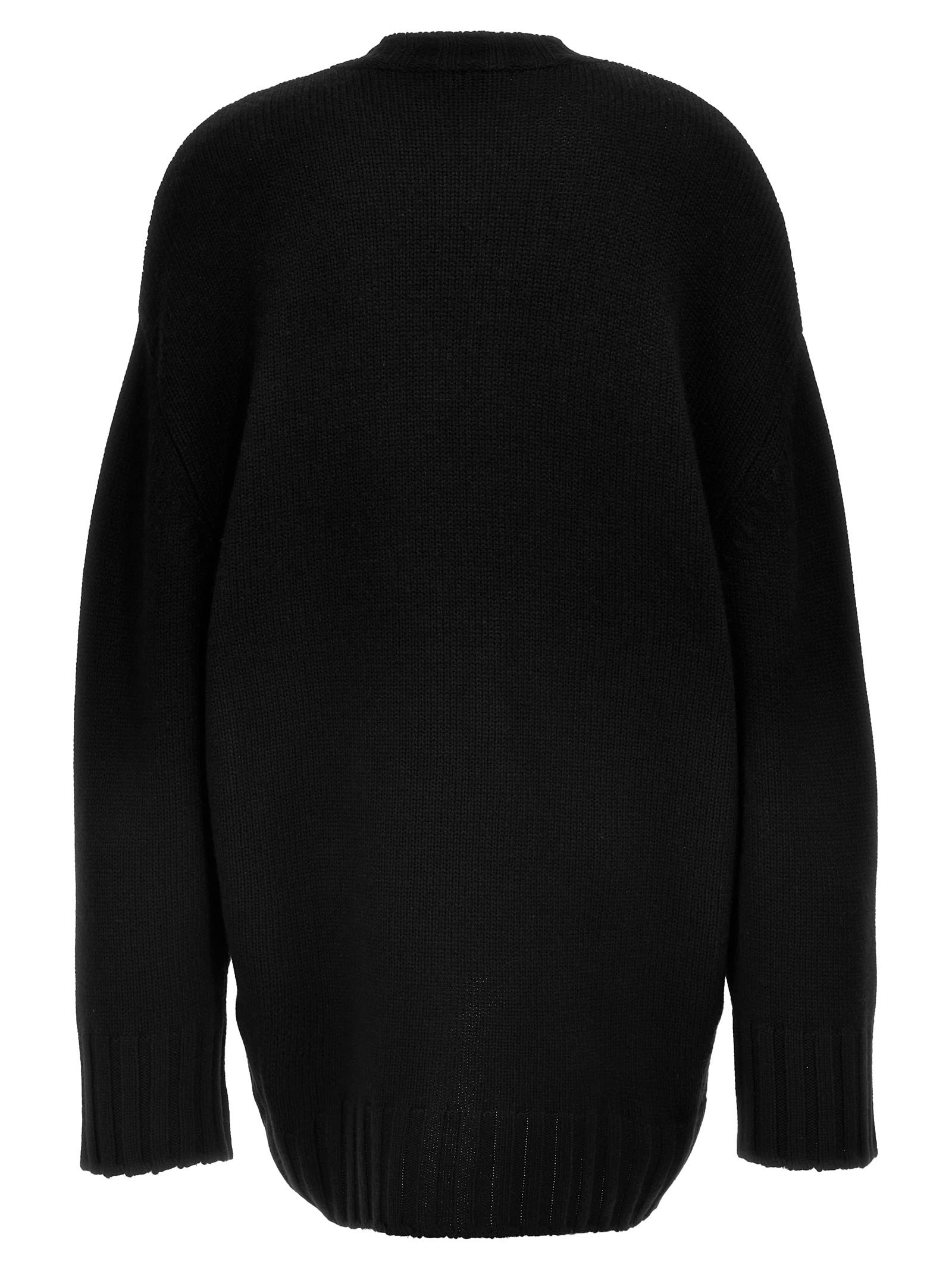 Shop Attico Oversized Knit Dress In Black